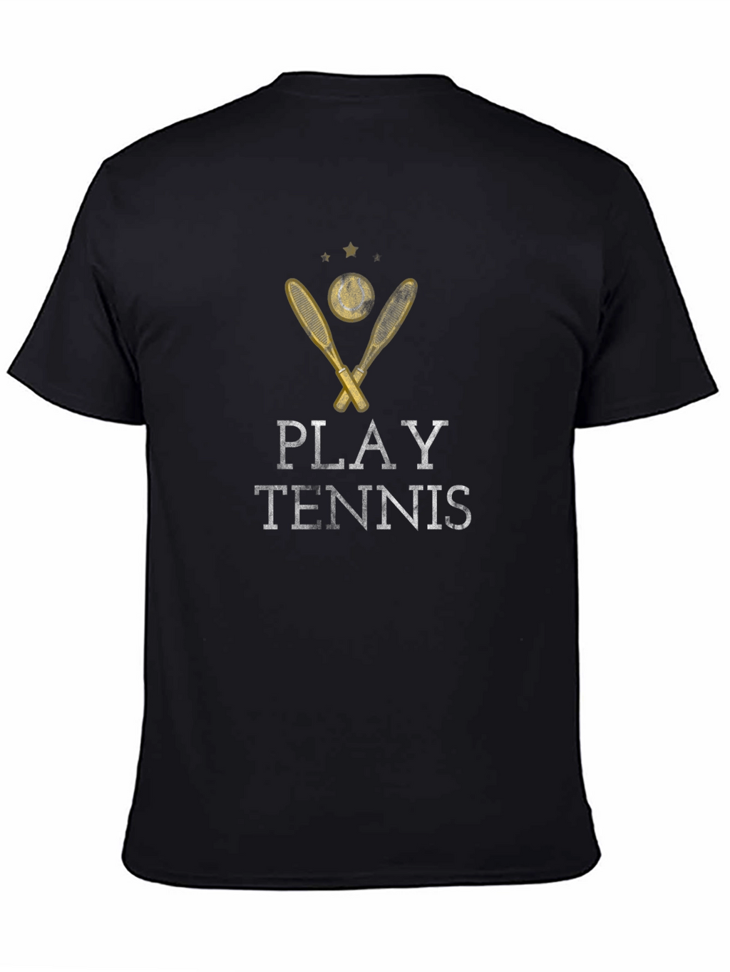 Play Tennis Graphic Tee - Black Cotton T-Shirt