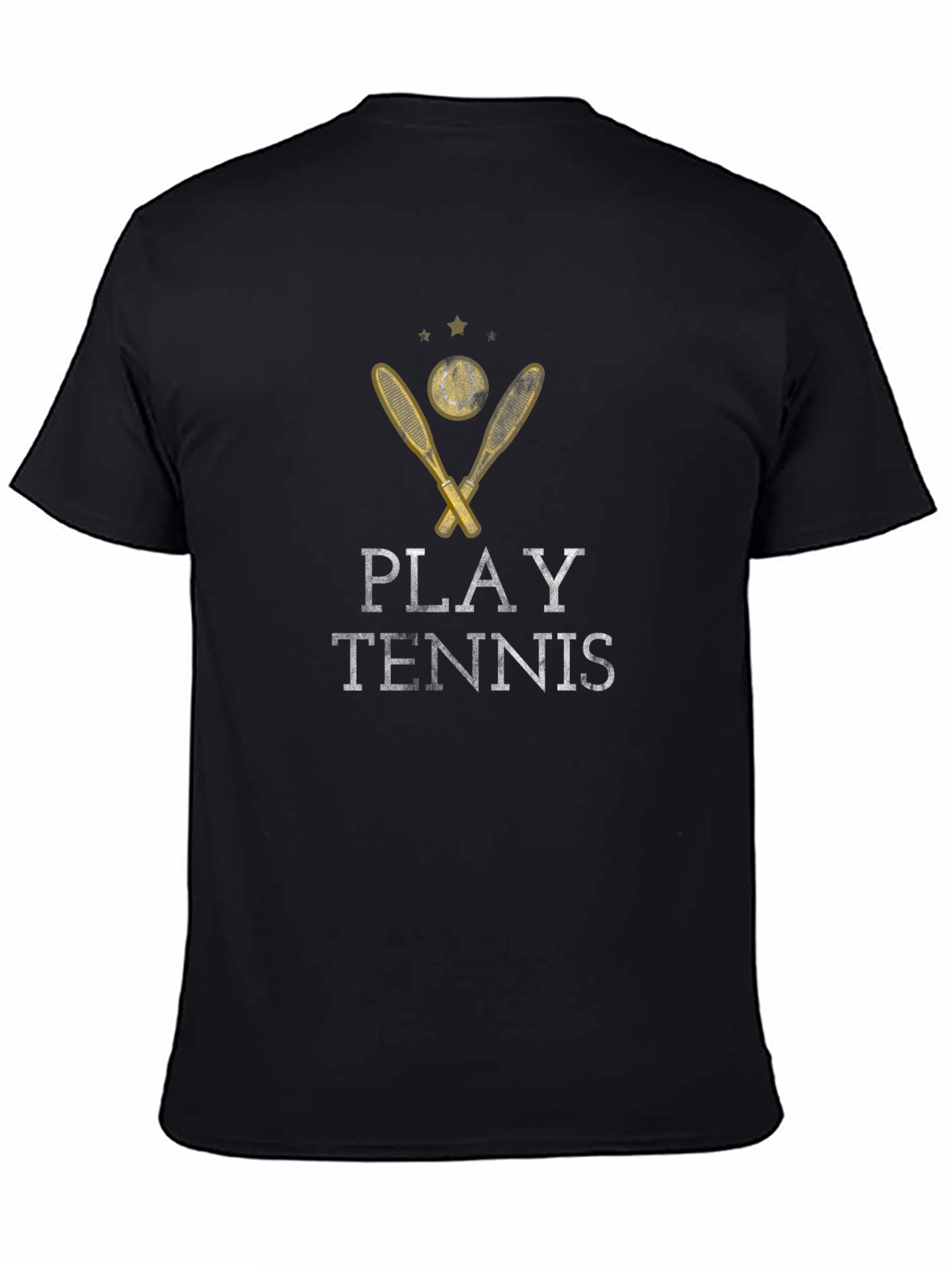 Play Tennis Graphic Tee - Black Cotton T-Shirt