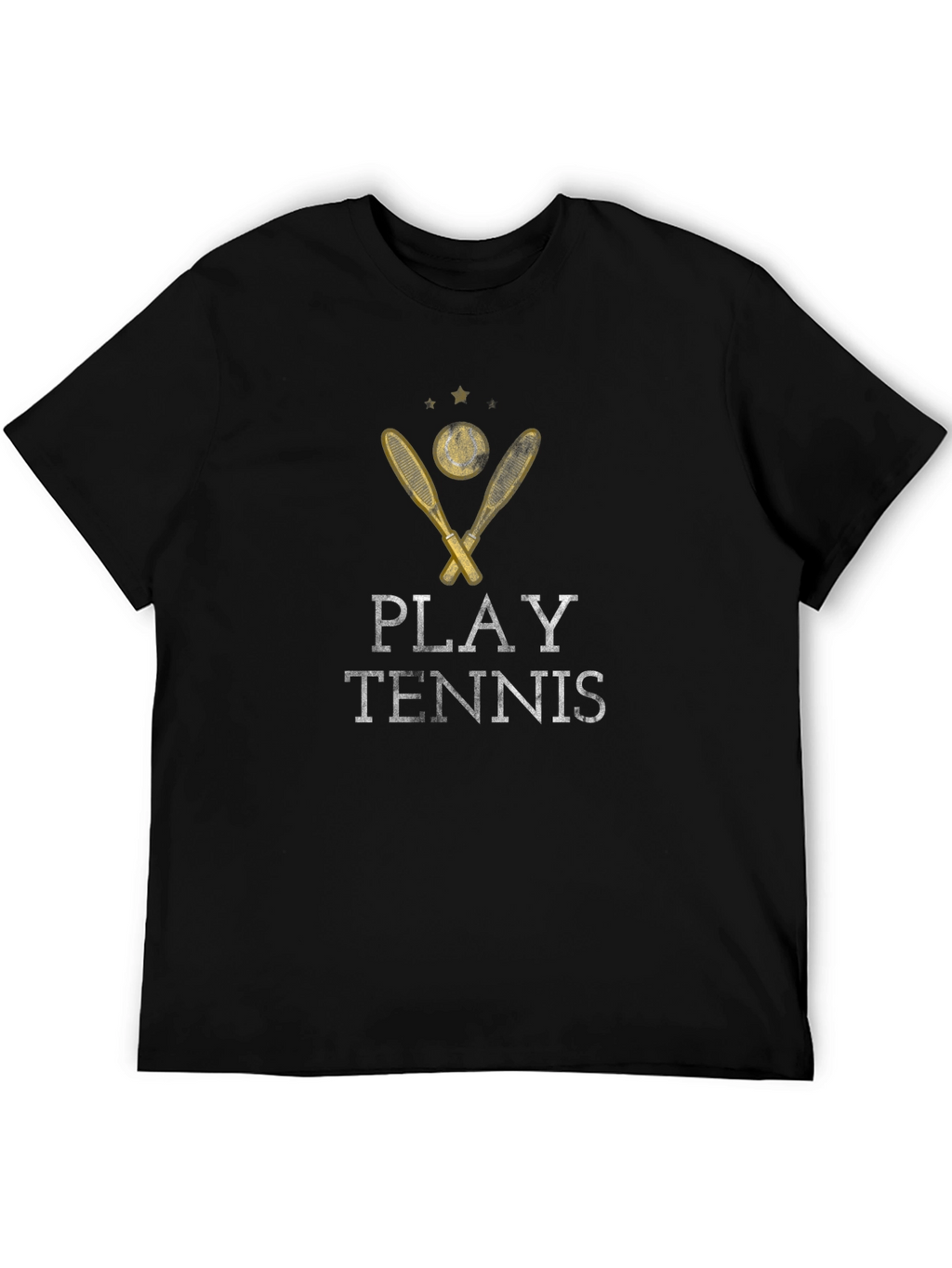 Play Tennis Graphic Tee - Black Cotton T-Shirt