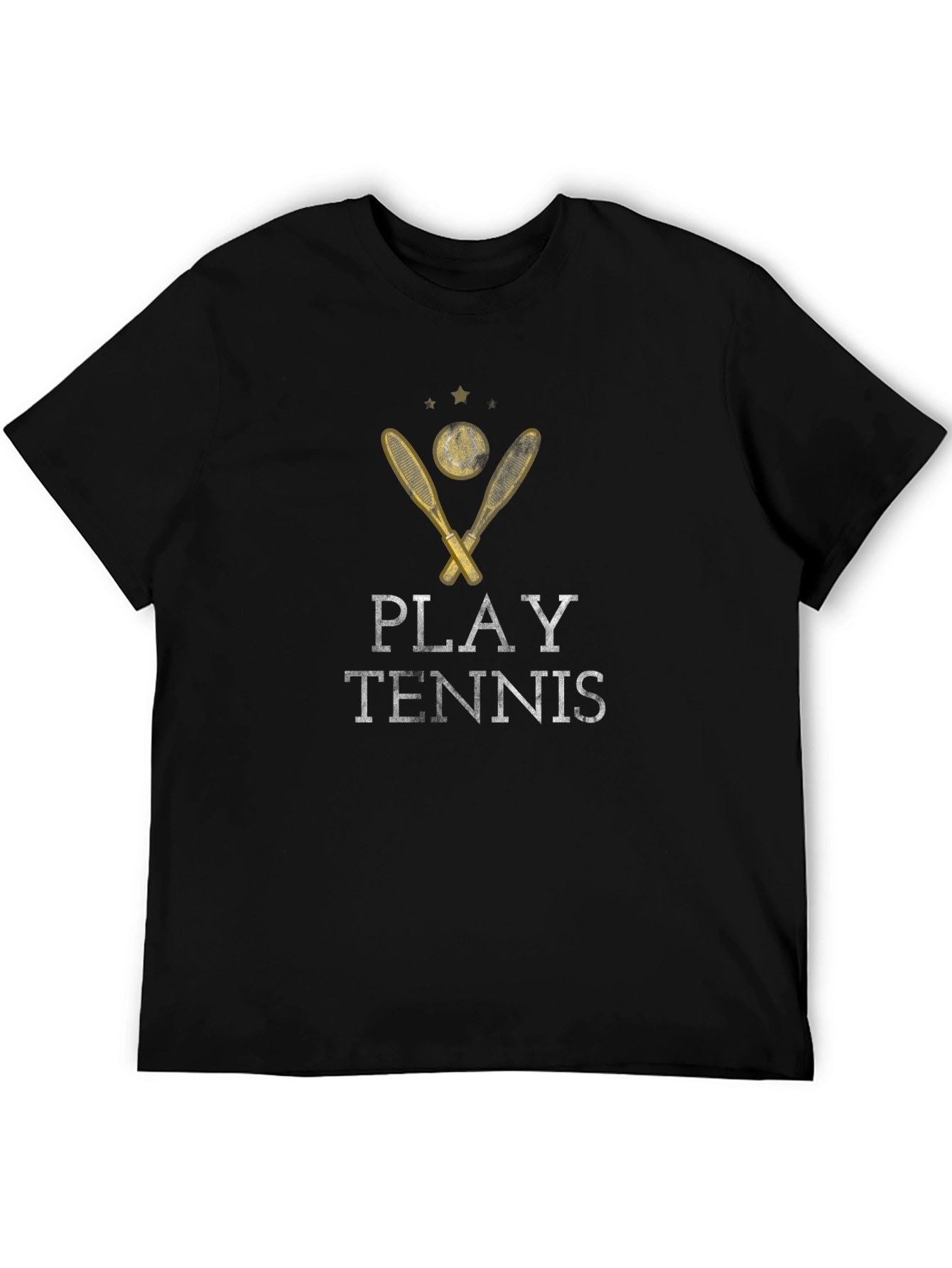 Play Tennis Graphic Tee - Black Cotton T-Shirt