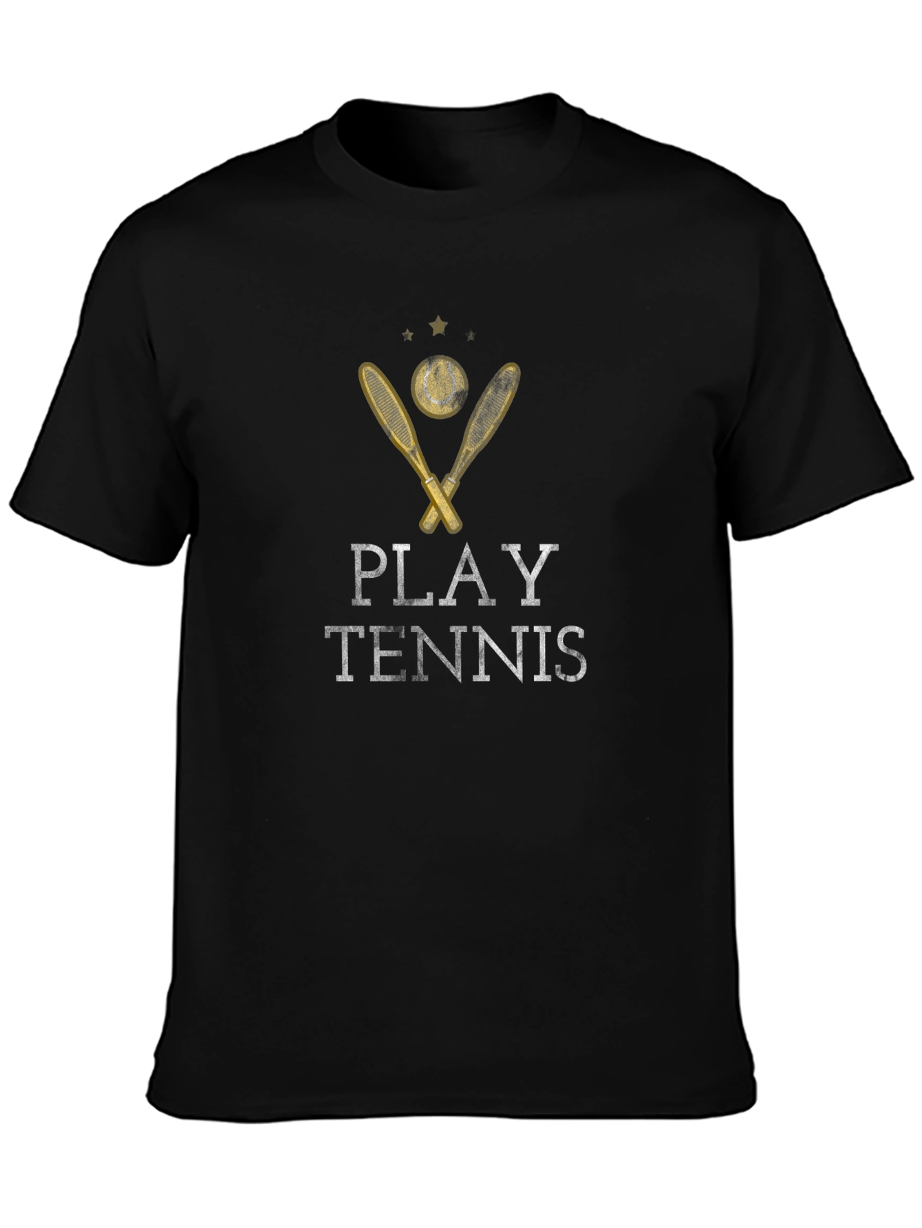 Play Tennis Graphic Tee - Black Cotton T-Shirt