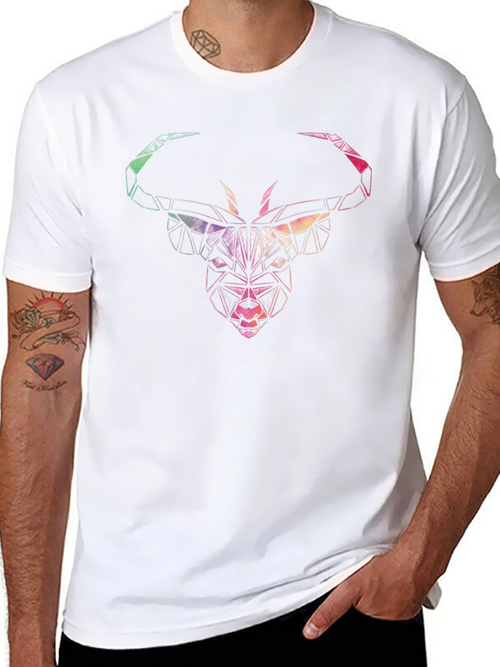 Geometric Bull Graphic Tee - Mens Black T-Shirt