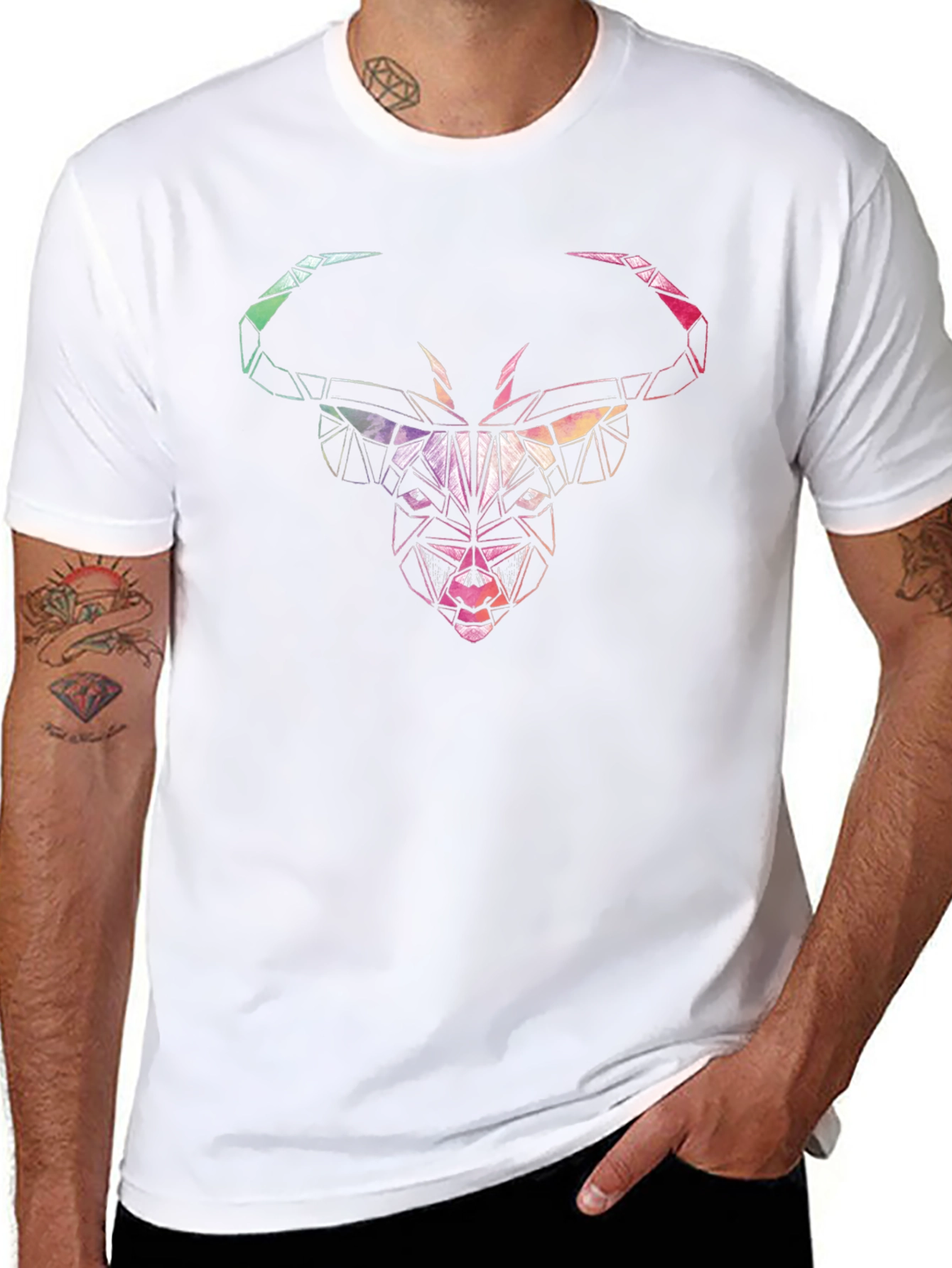 Geometric Bull Graphic Tee - Mens Black T-Shirt
