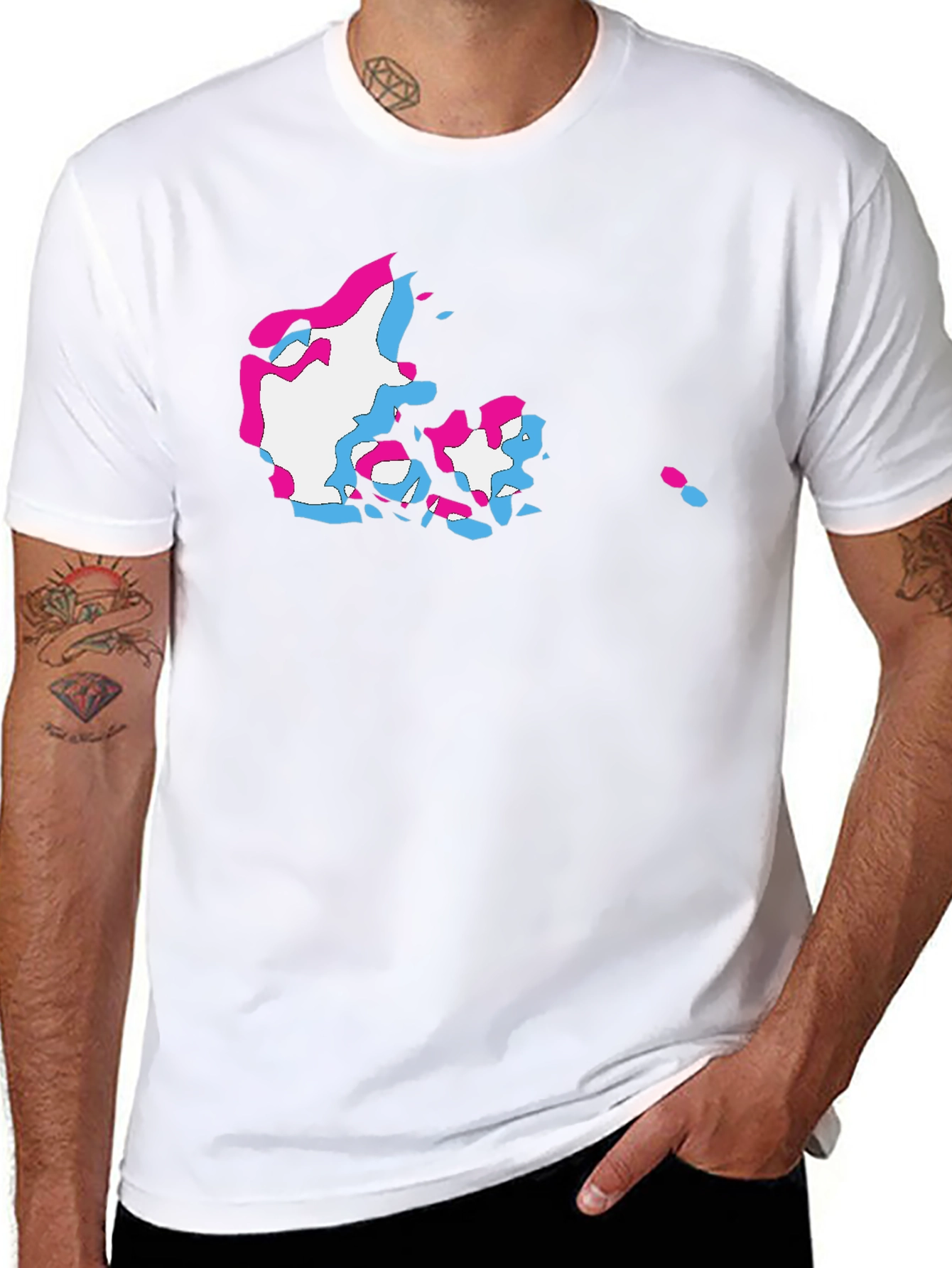 Denmark Map Glitch Style Black T-Shirt