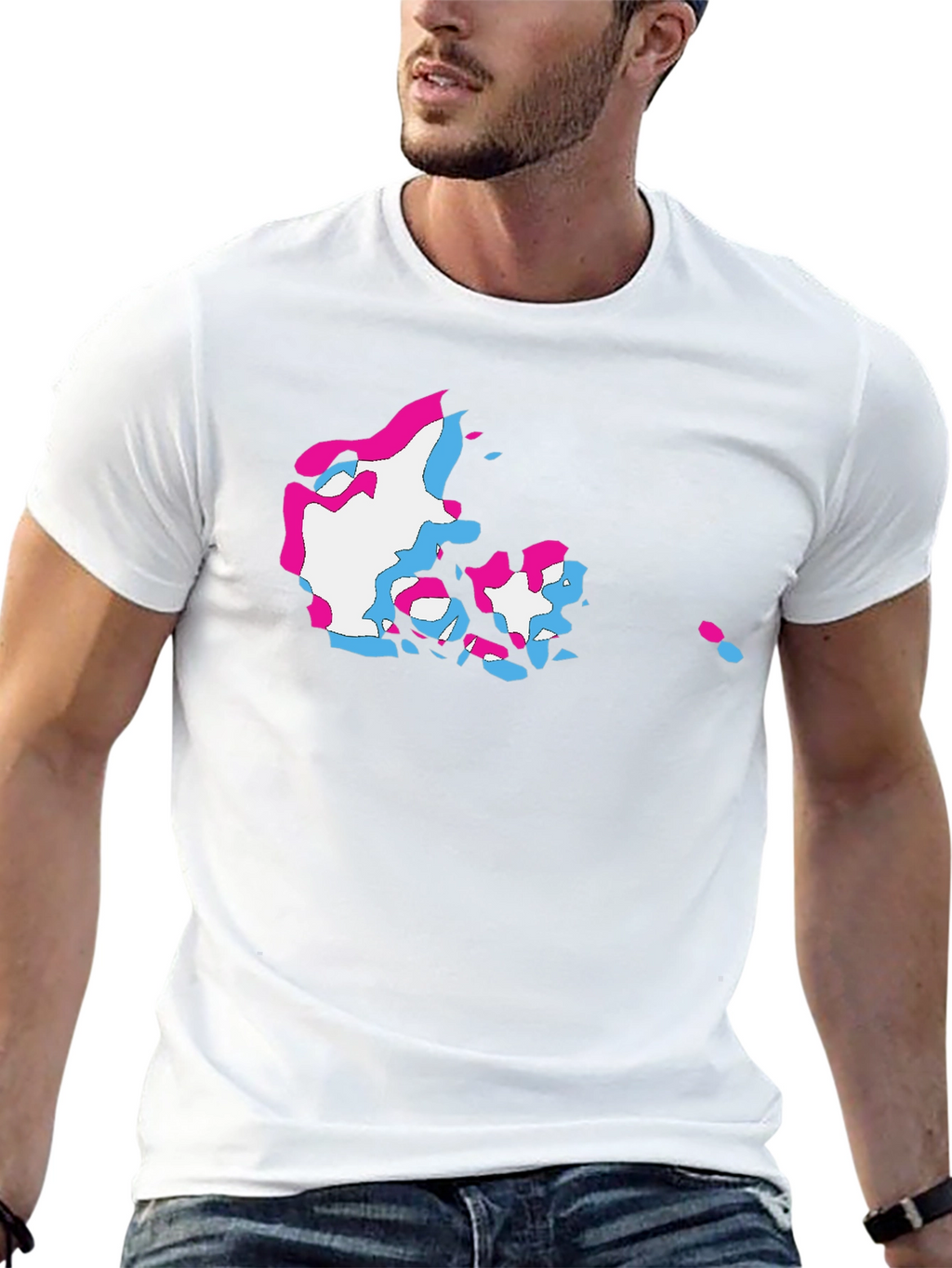 Denmark Map Glitch Style Black T-Shirt