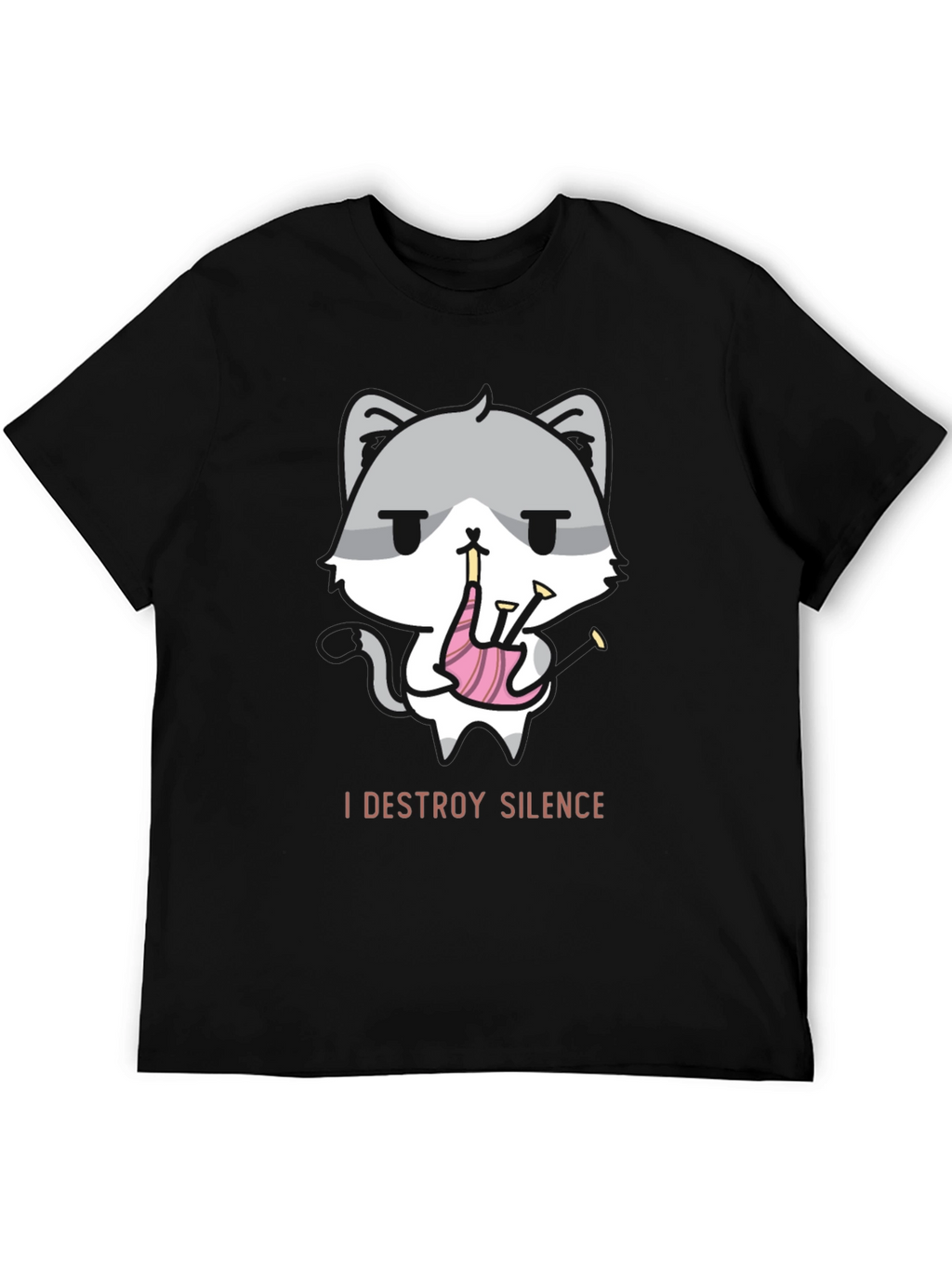 Destroy Silence Cat Bagpipe T-Shirt