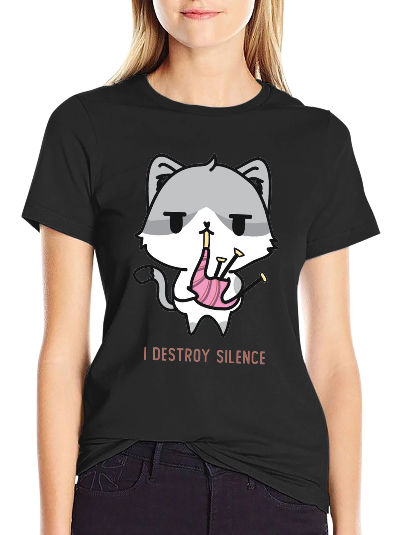 Destroy Silence Cat Bagpipe T-Shirt