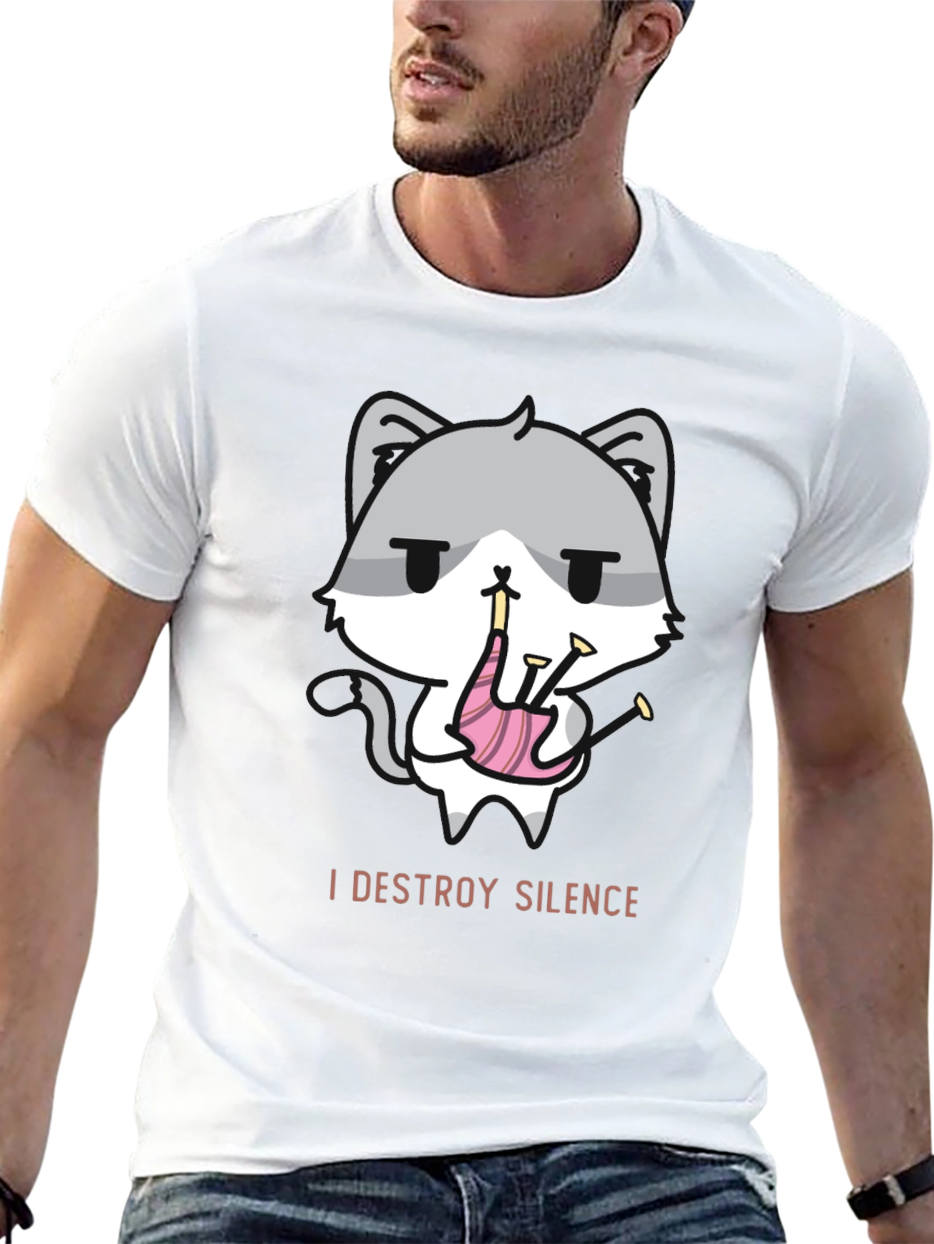 Destroy Silence Cat Bagpipe T-Shirt