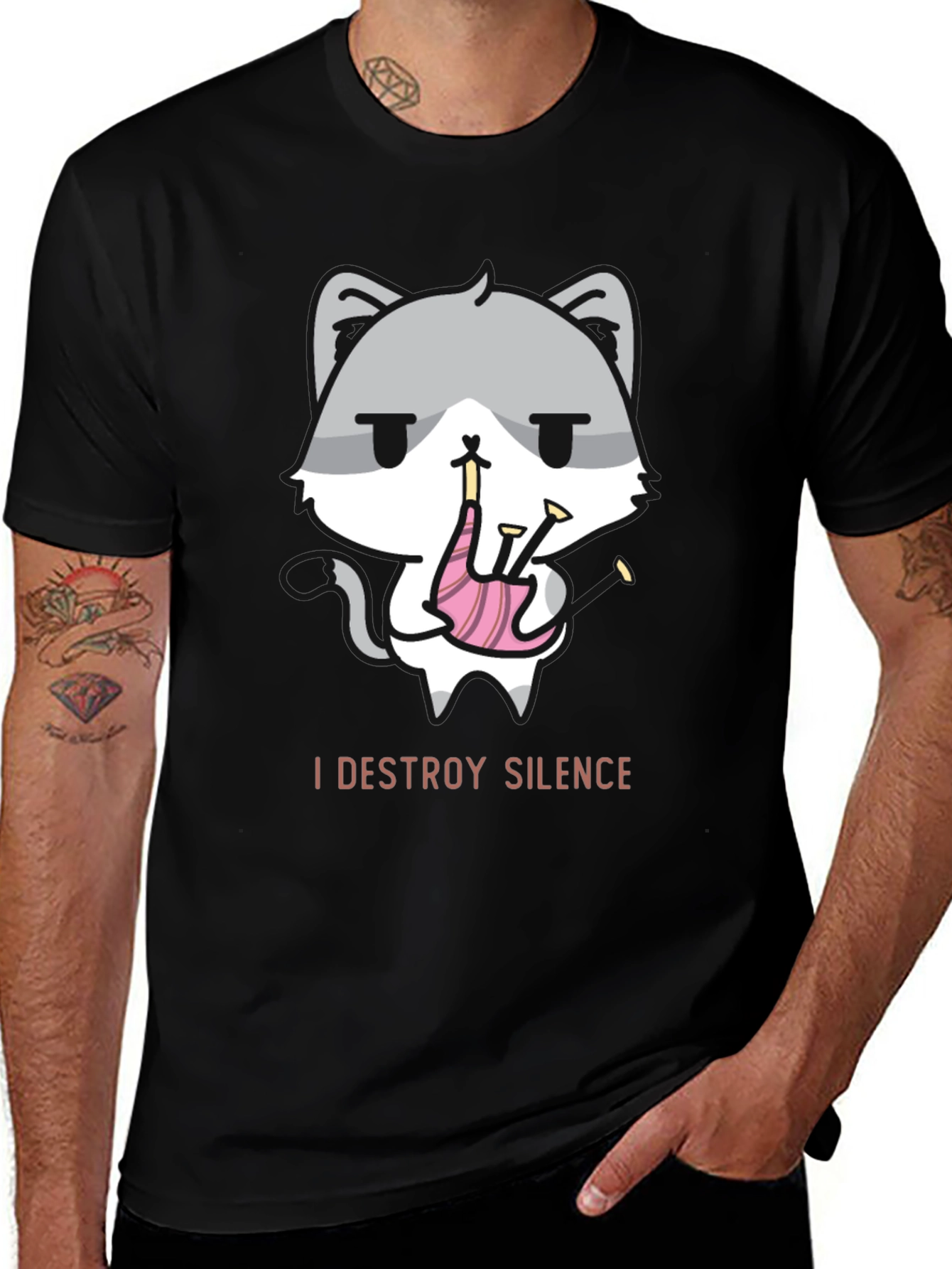 Destroy Silence Cat Bagpipe T-Shirt