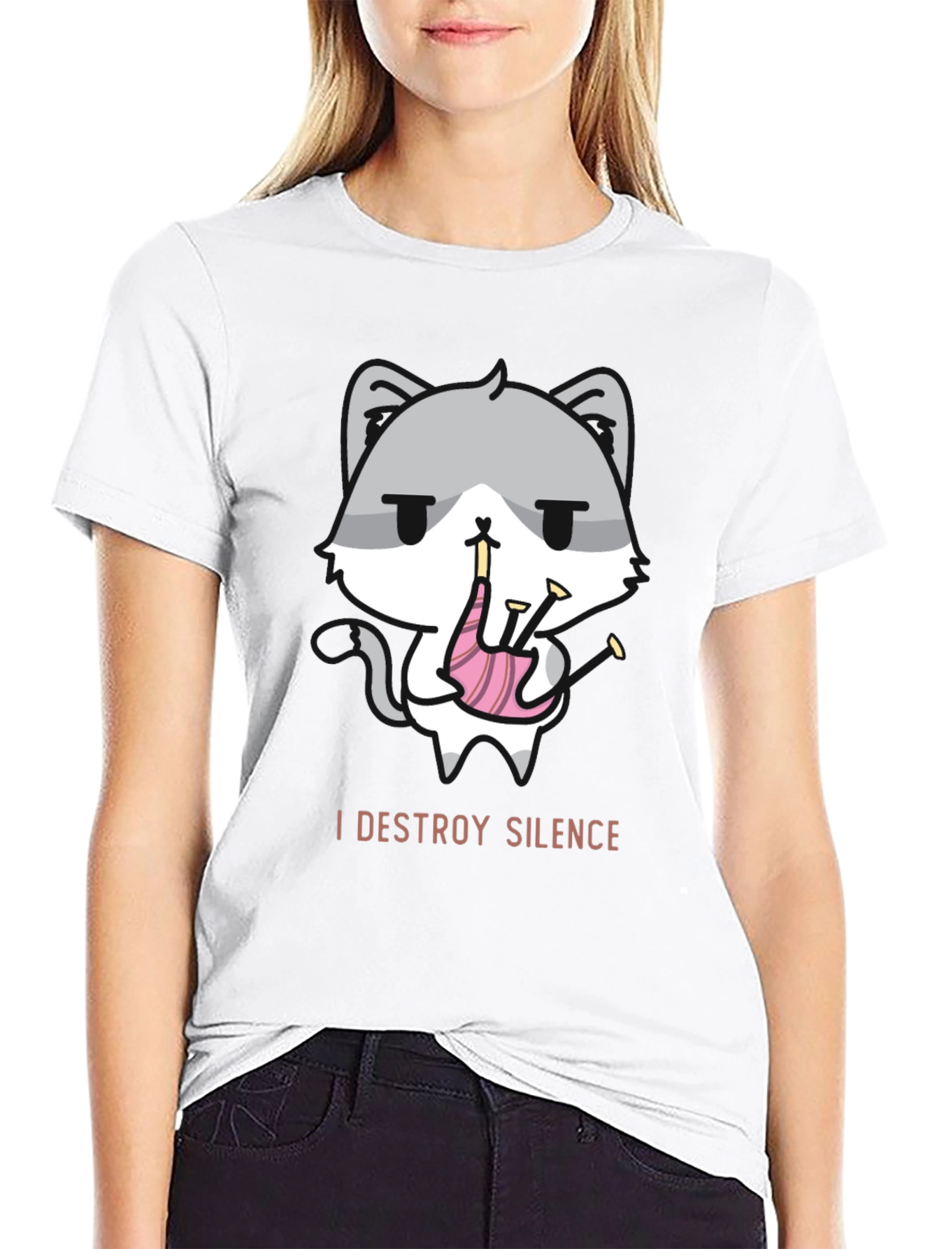 Destroy Silence Cat Bagpipe T-Shirt