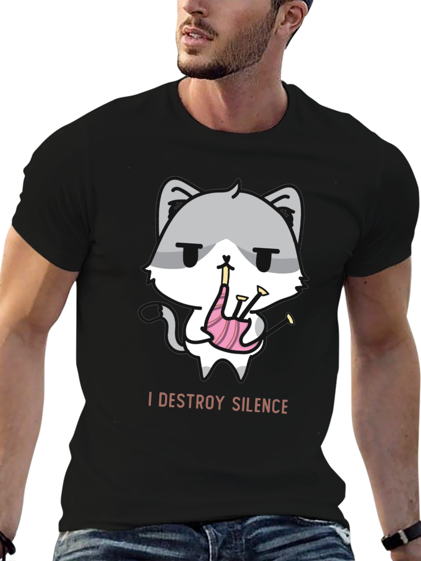 Destroy Silence Cat Bagpipe T-Shirt