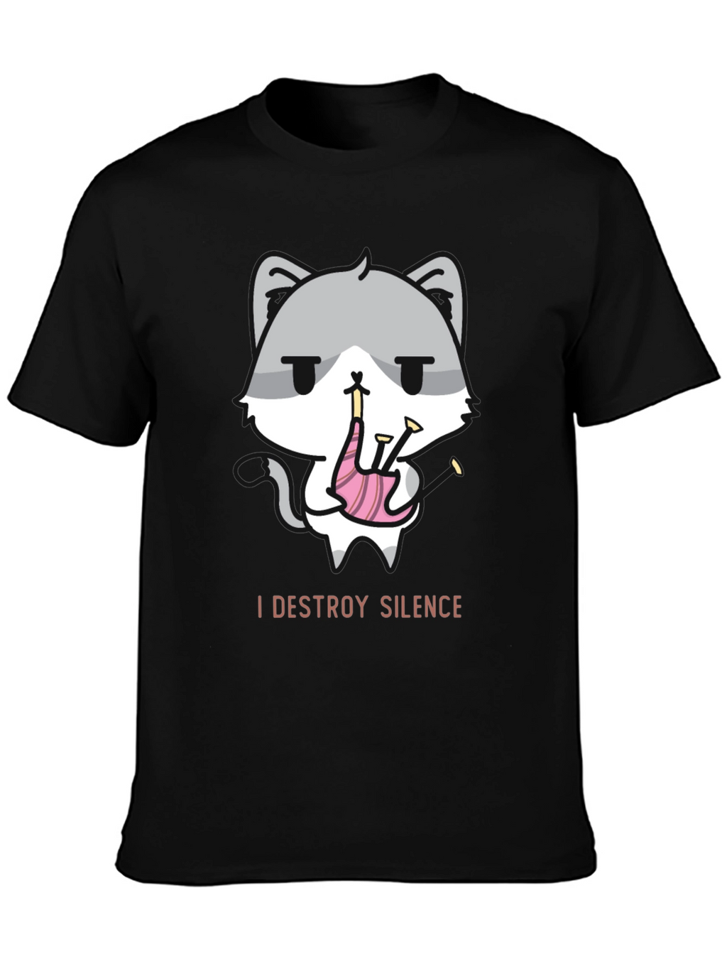 Destroy Silence Cat Bagpipe T-Shirt