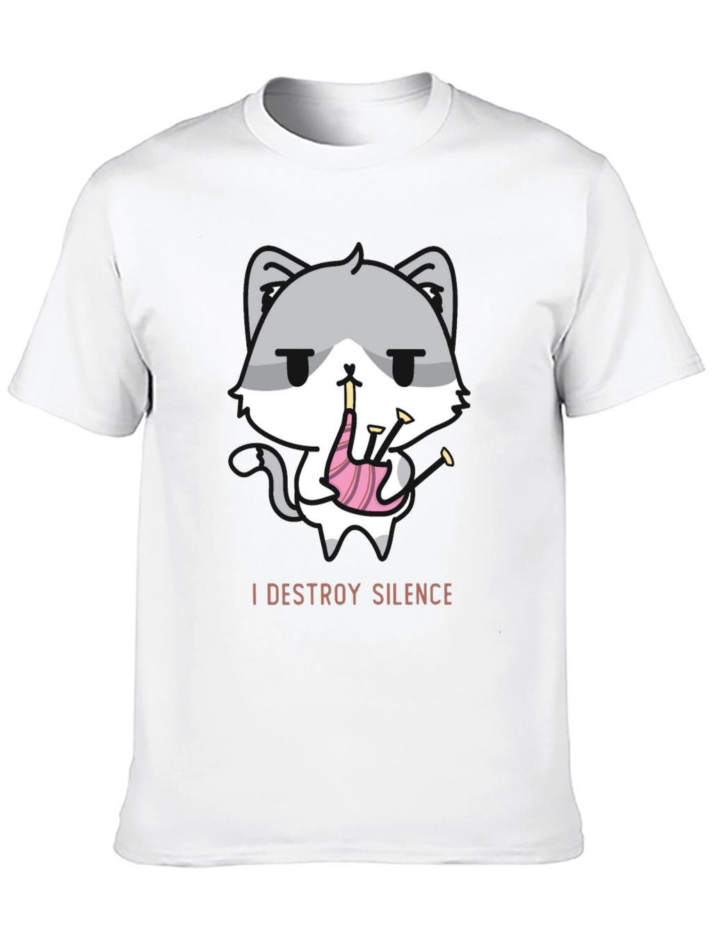 Destroy Silence Cat Bagpipe T-Shirt