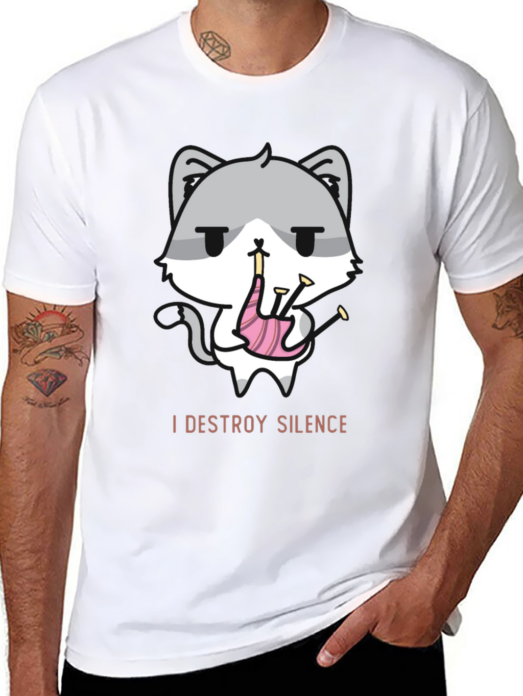 Destroy Silence Cat Bagpipe T-Shirt
