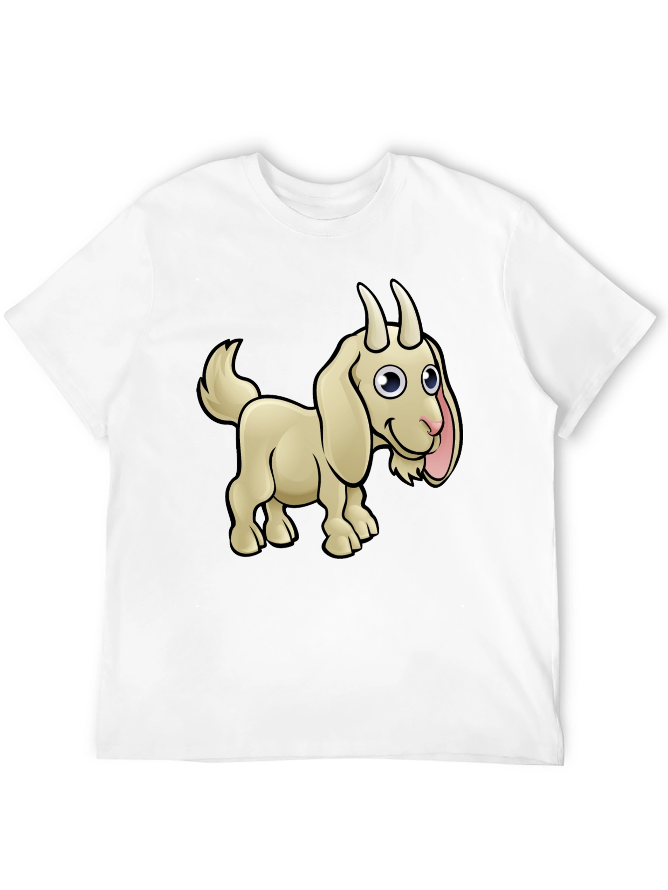 Goat Cartoon Black T-Shirt