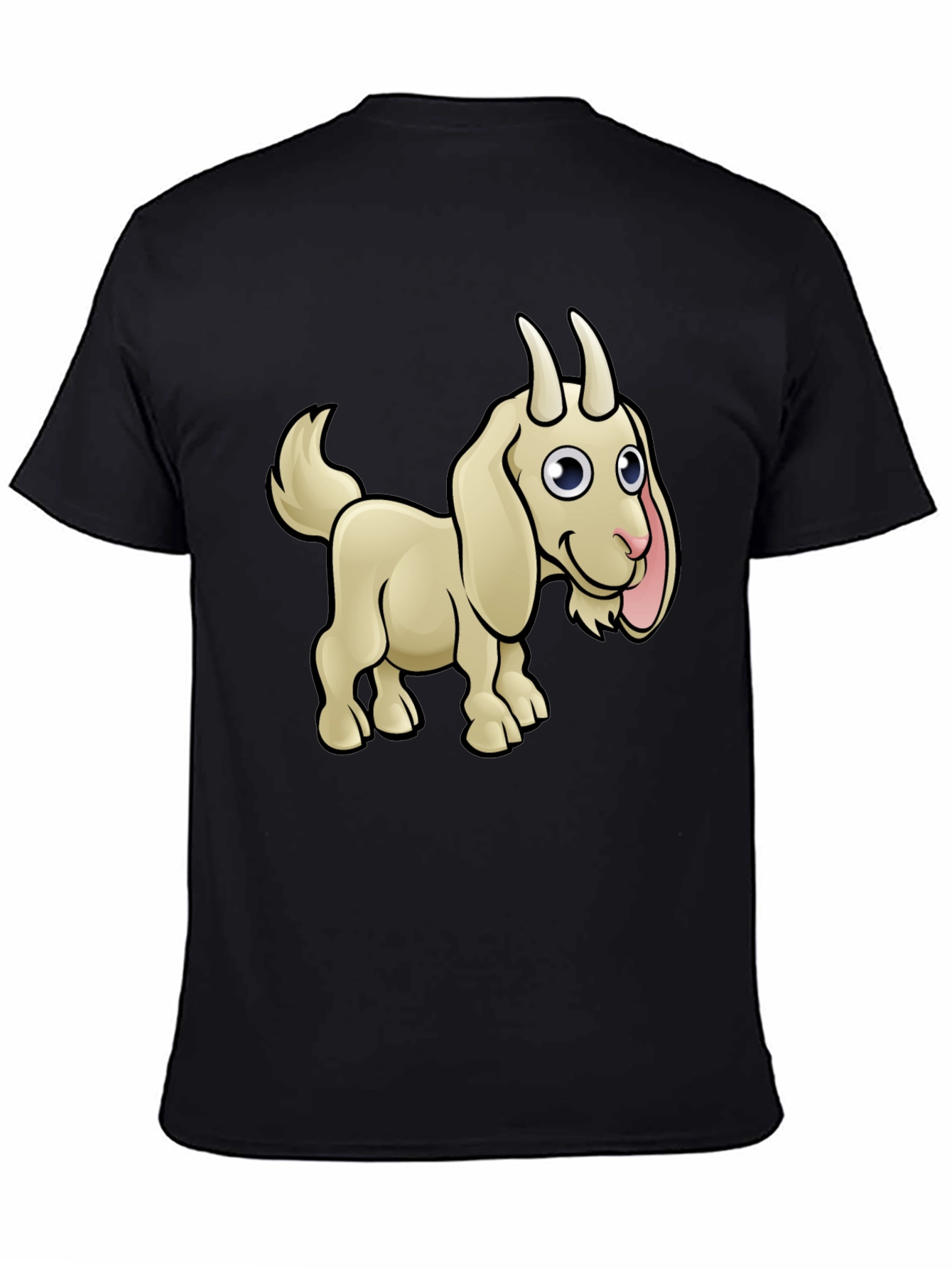 Goat Cartoon Black T-Shirt