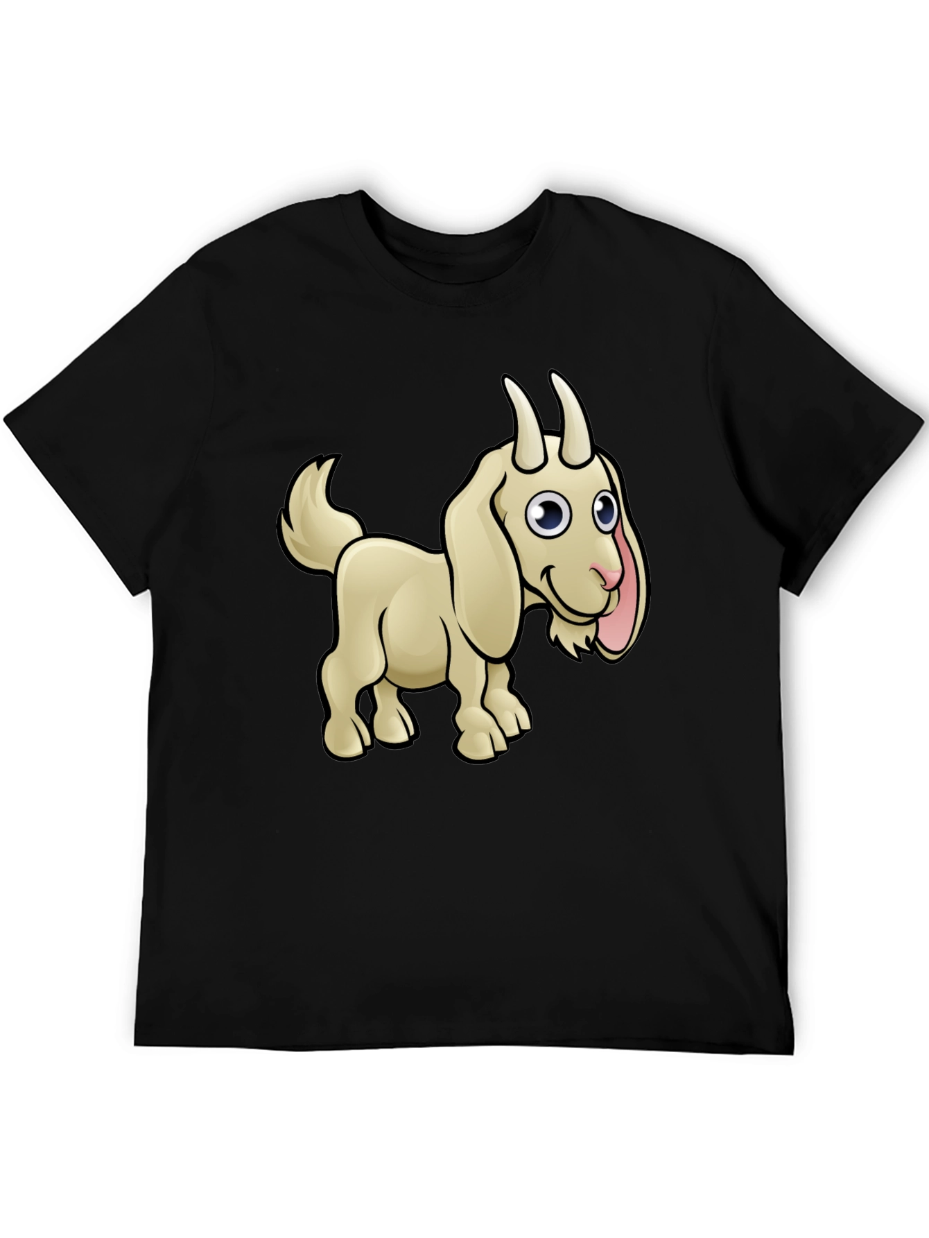 Goat Cartoon Black T-Shirt