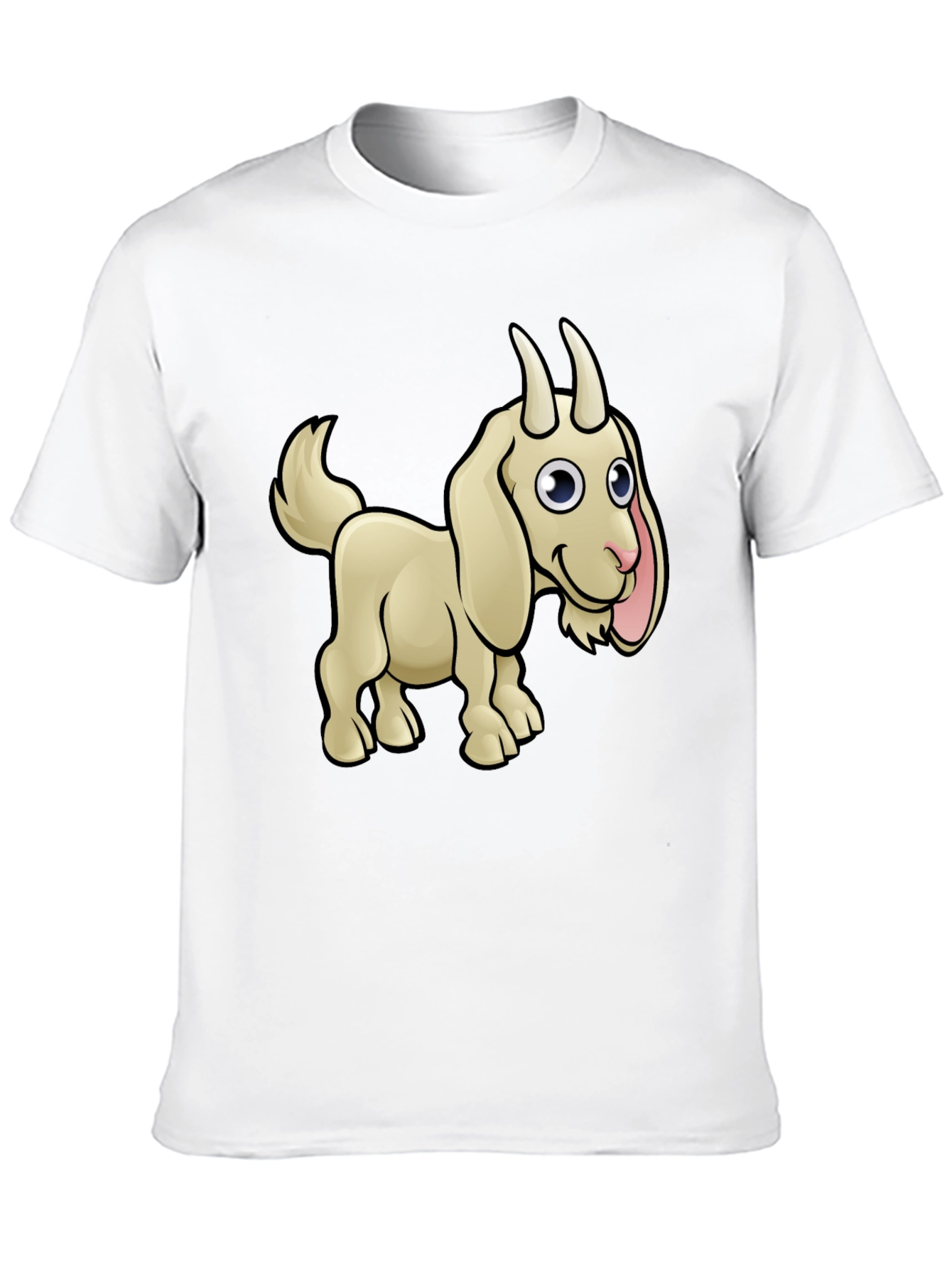 Goat Cartoon Black T-Shirt