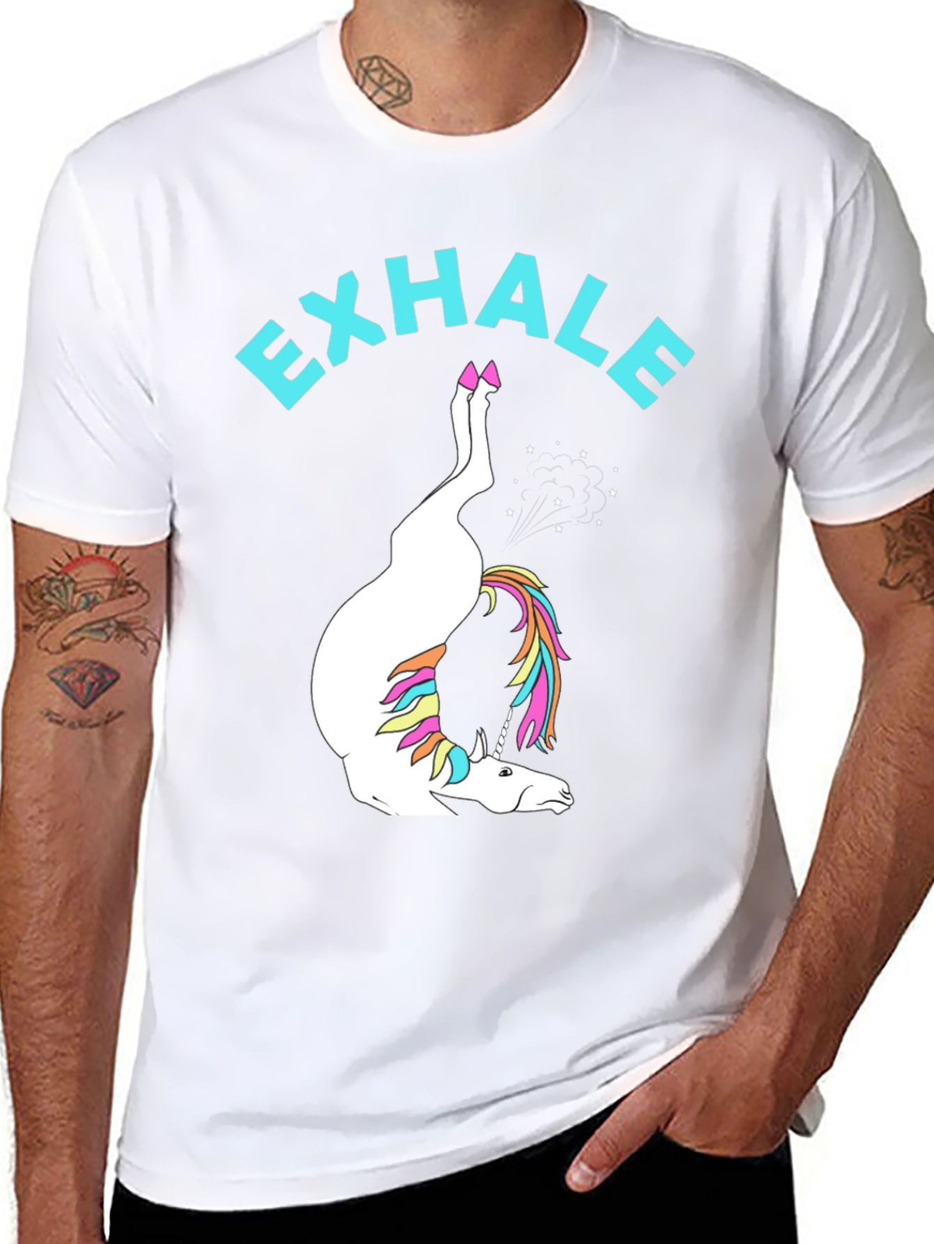 Exhale Unicorn Black T-Shirt