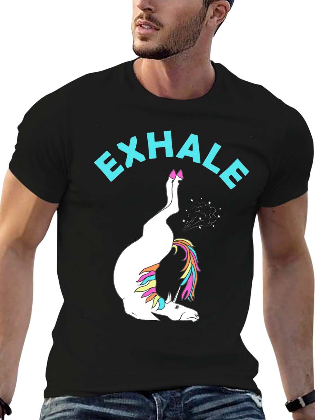 Exhale Unicorn Black T-Shirt