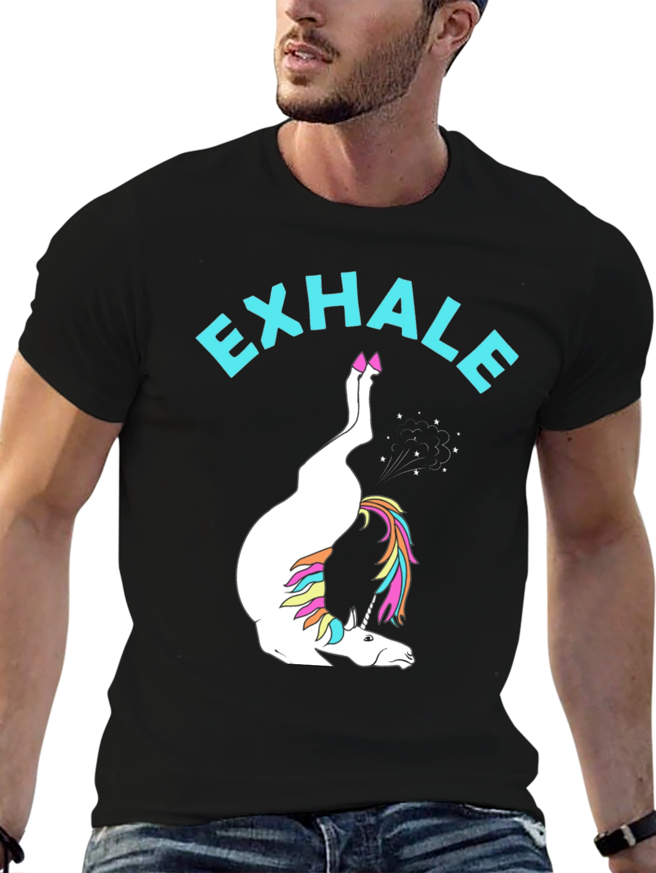 Exhale Unicorn Black T-Shirt