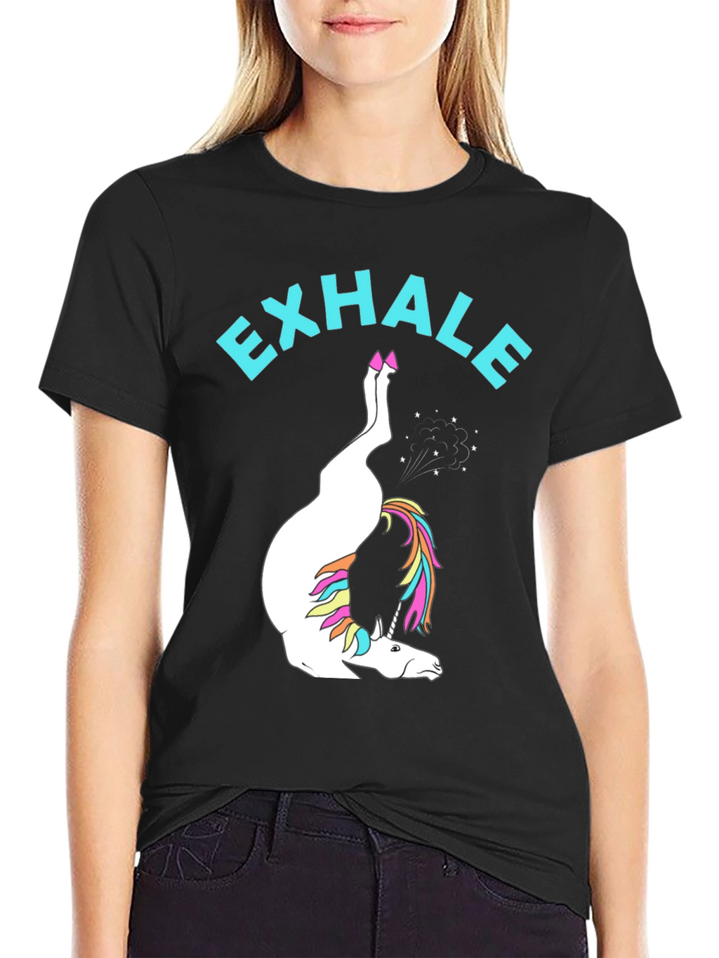 Exhale Unicorn Black T-Shirt
