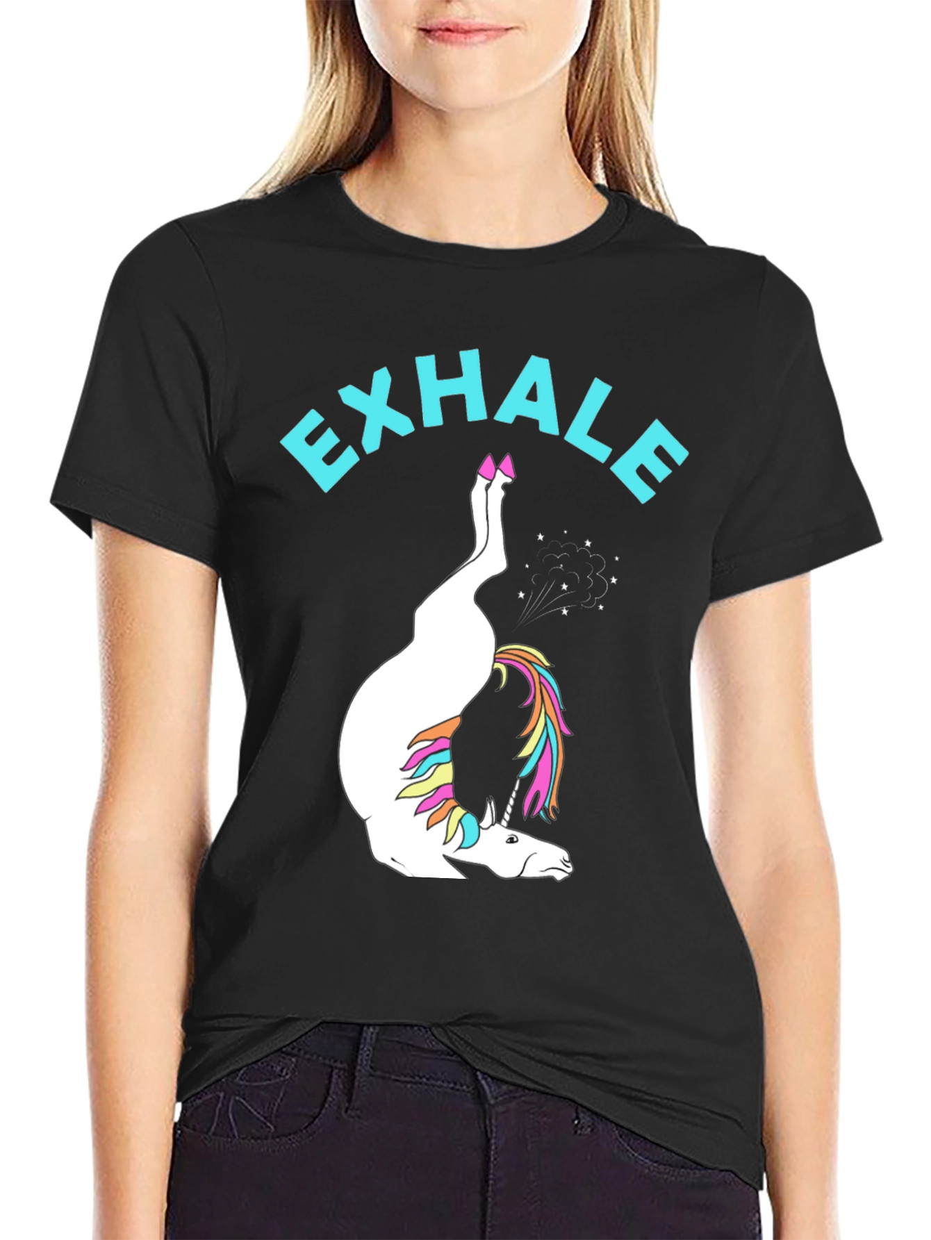 Exhale Unicorn Black T-Shirt