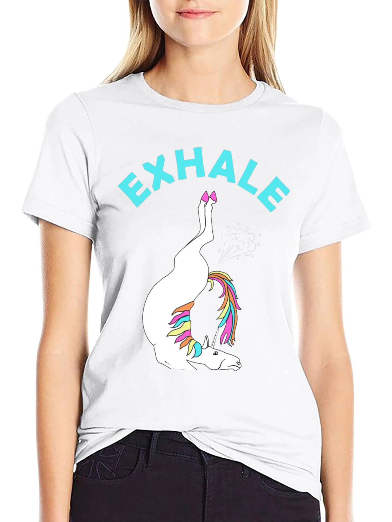 Exhale Unicorn Black T-Shirt