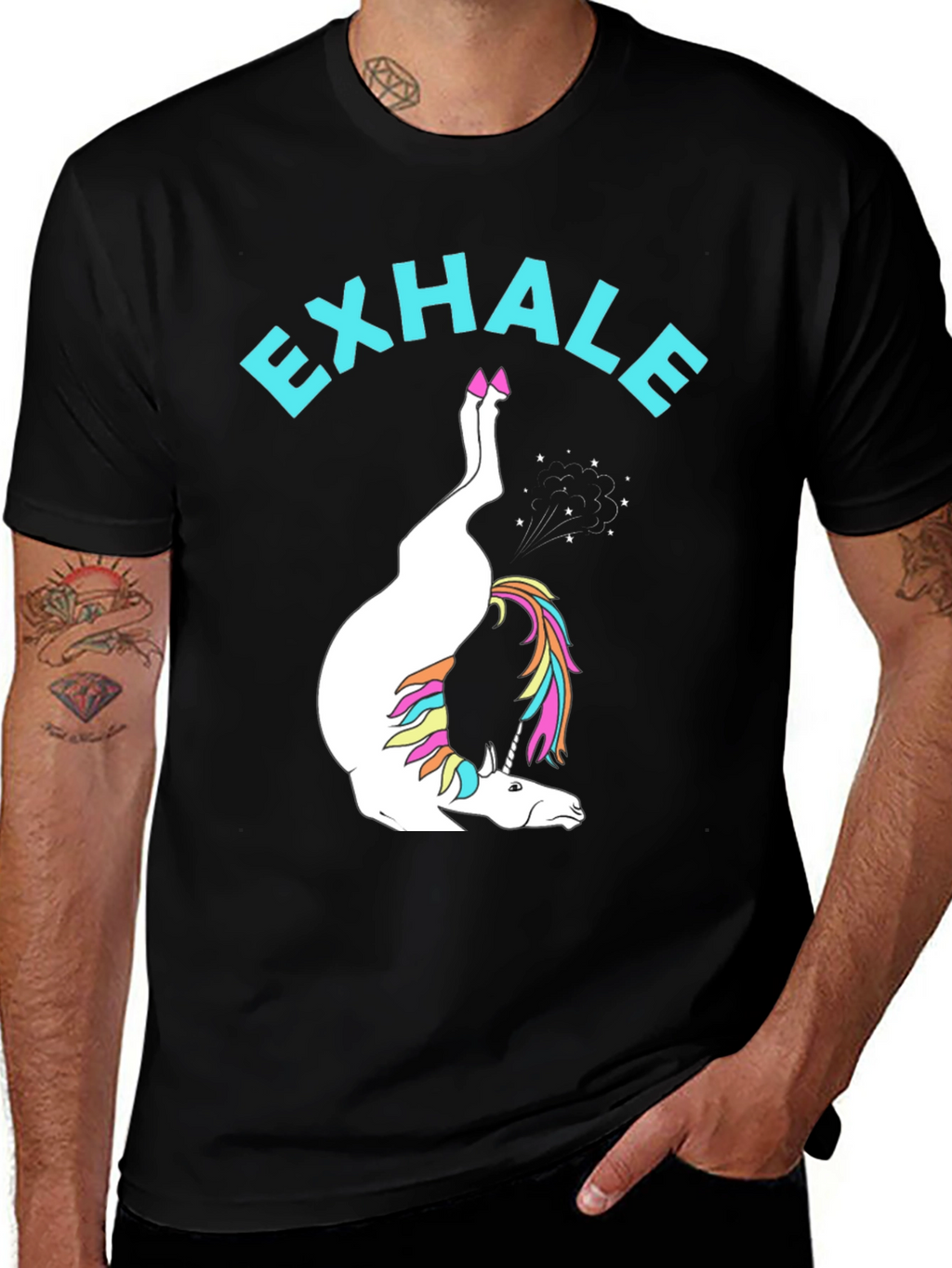 Exhale Unicorn Black T-Shirt