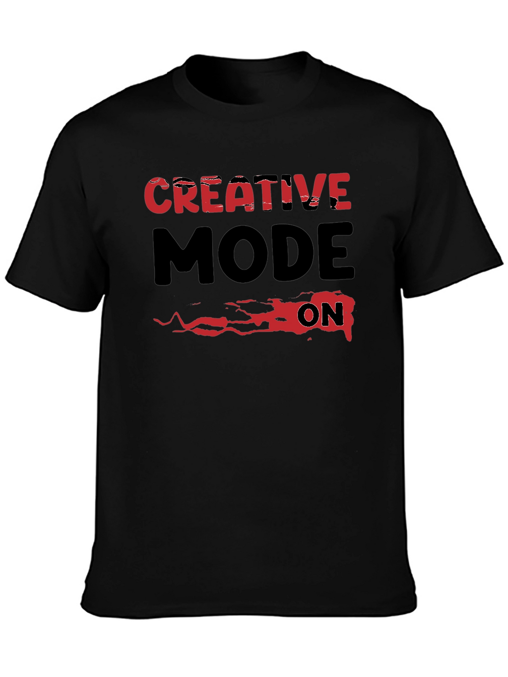 Creative Mode On Graphic Tee - Black Cotton T-Shirt