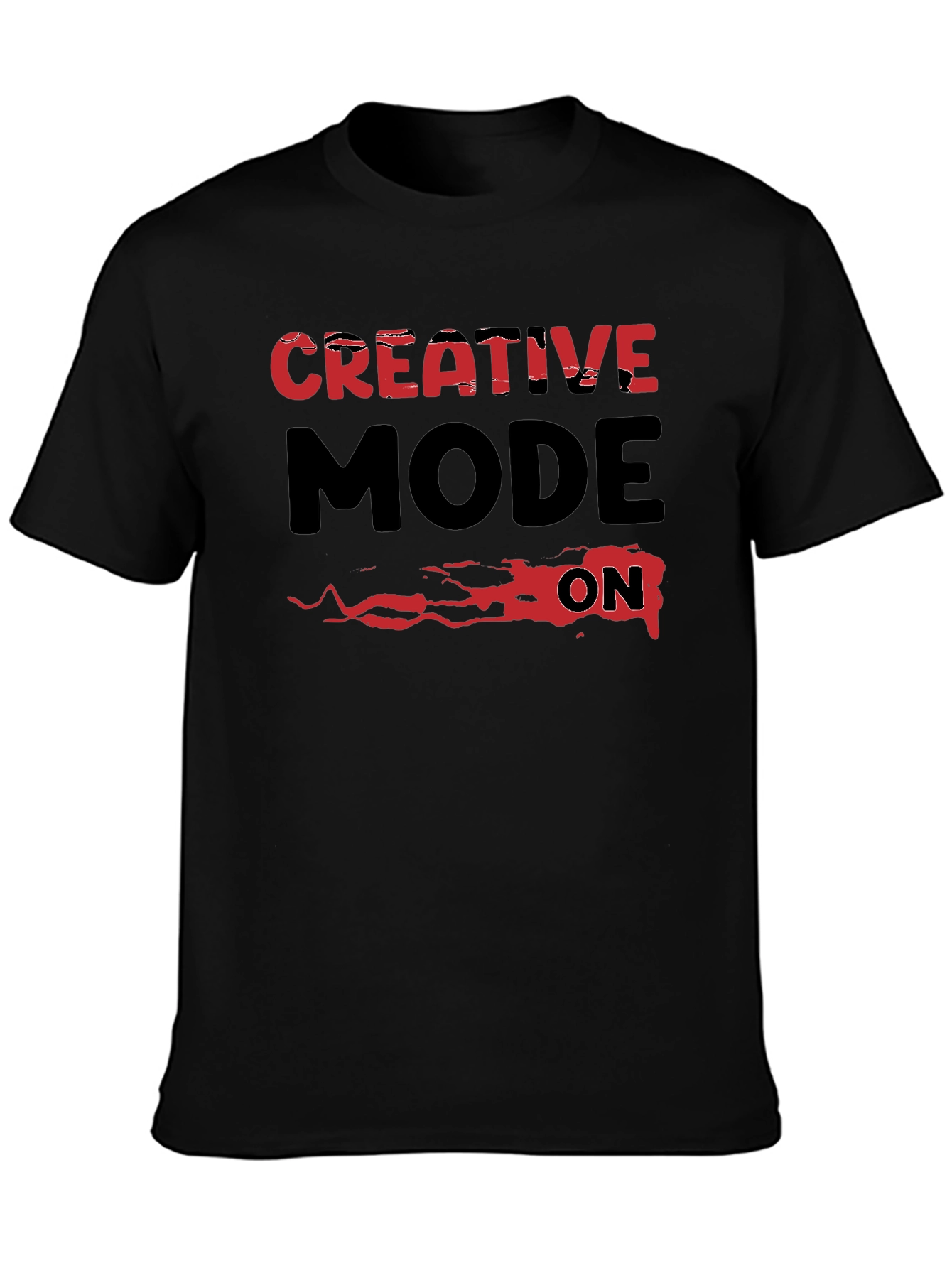 Creative Mode On Graphic Tee - Black Cotton T-Shirt
