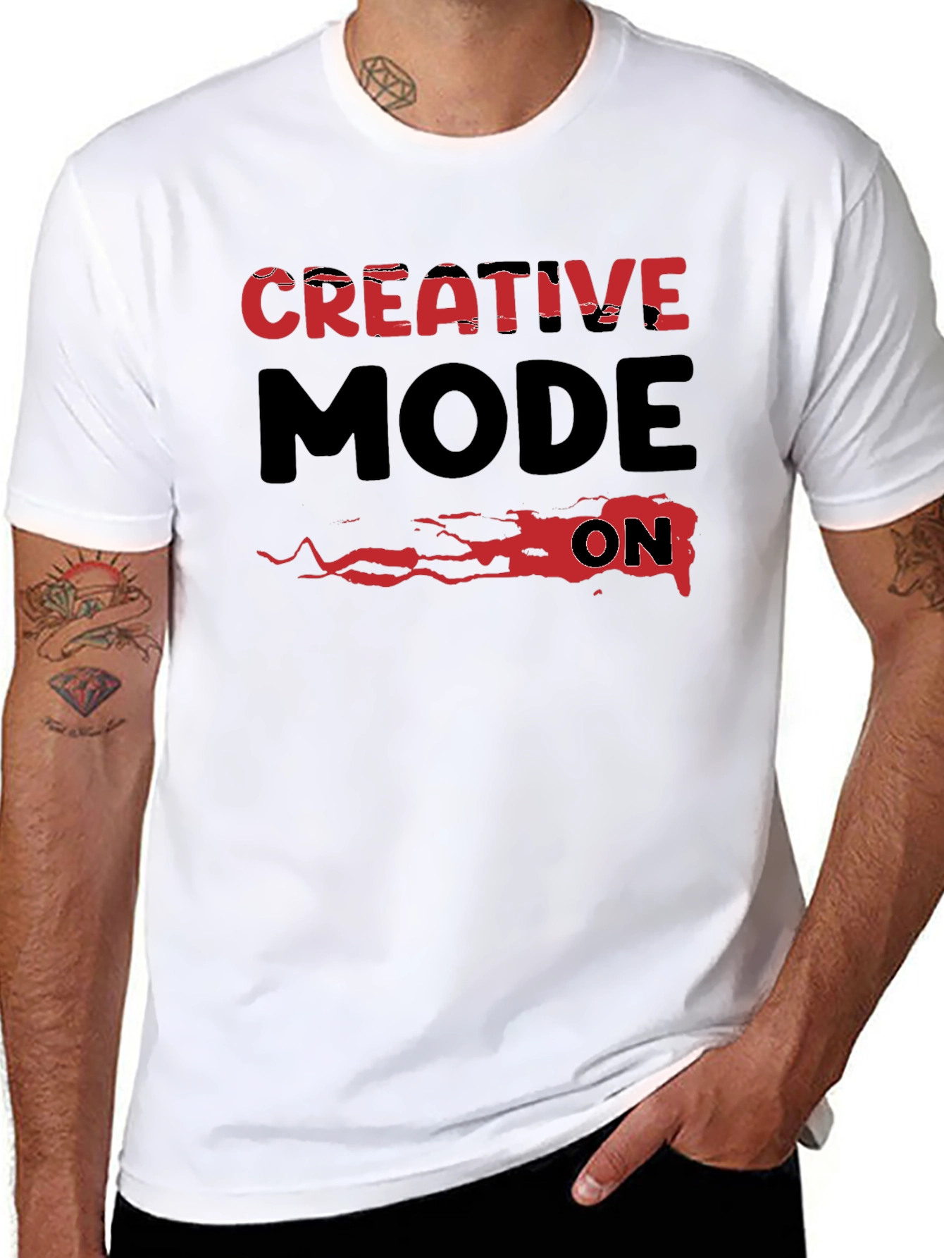 Creative Mode On Graphic Tee - Black Cotton T-Shirt