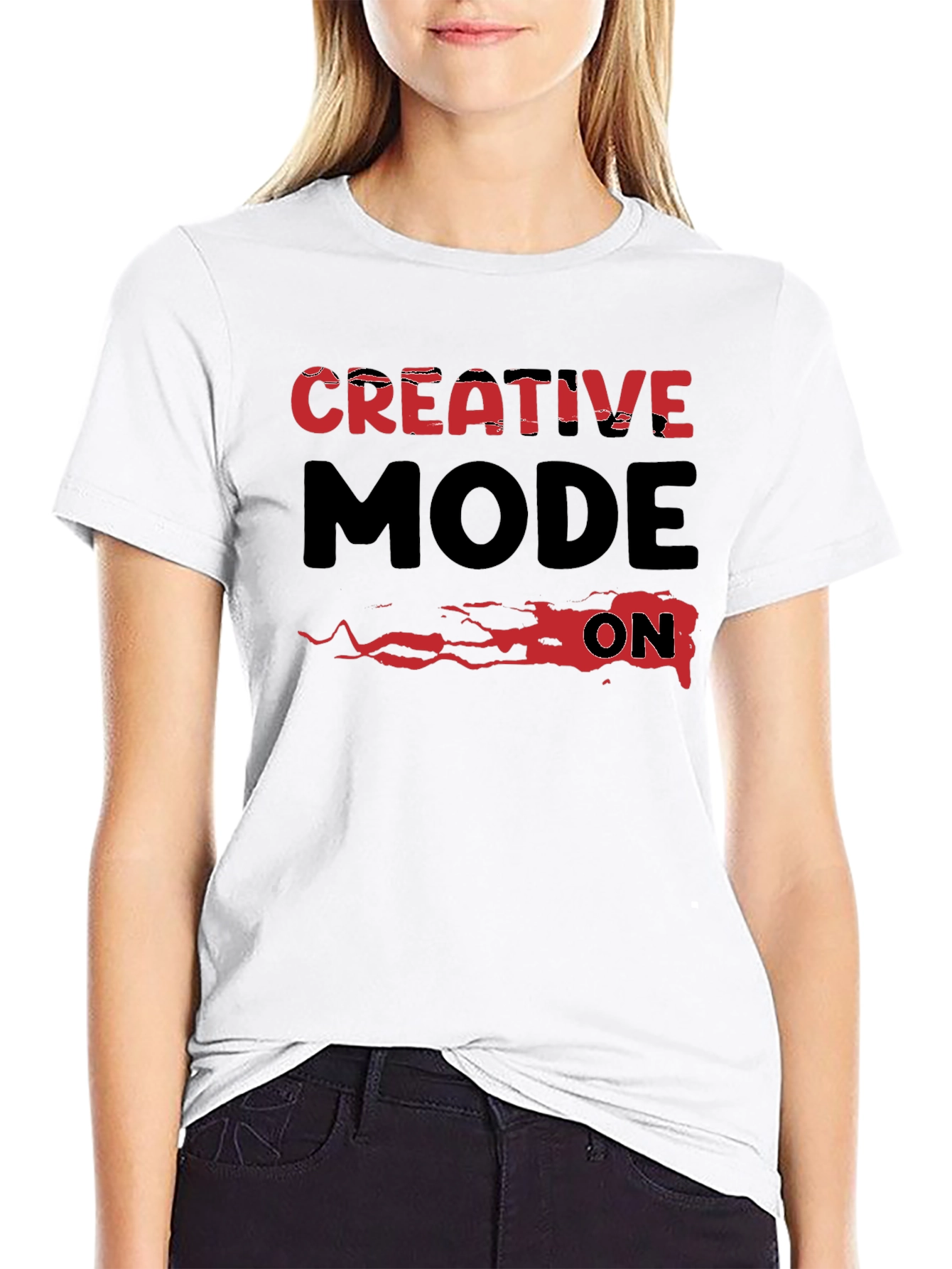 Creative Mode On Graphic Tee - Black Cotton T-Shirt