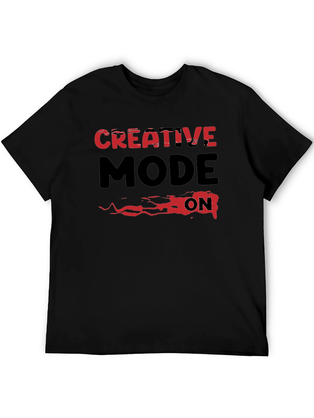 Creative Mode On Graphic Tee - Black Cotton T-Shirt