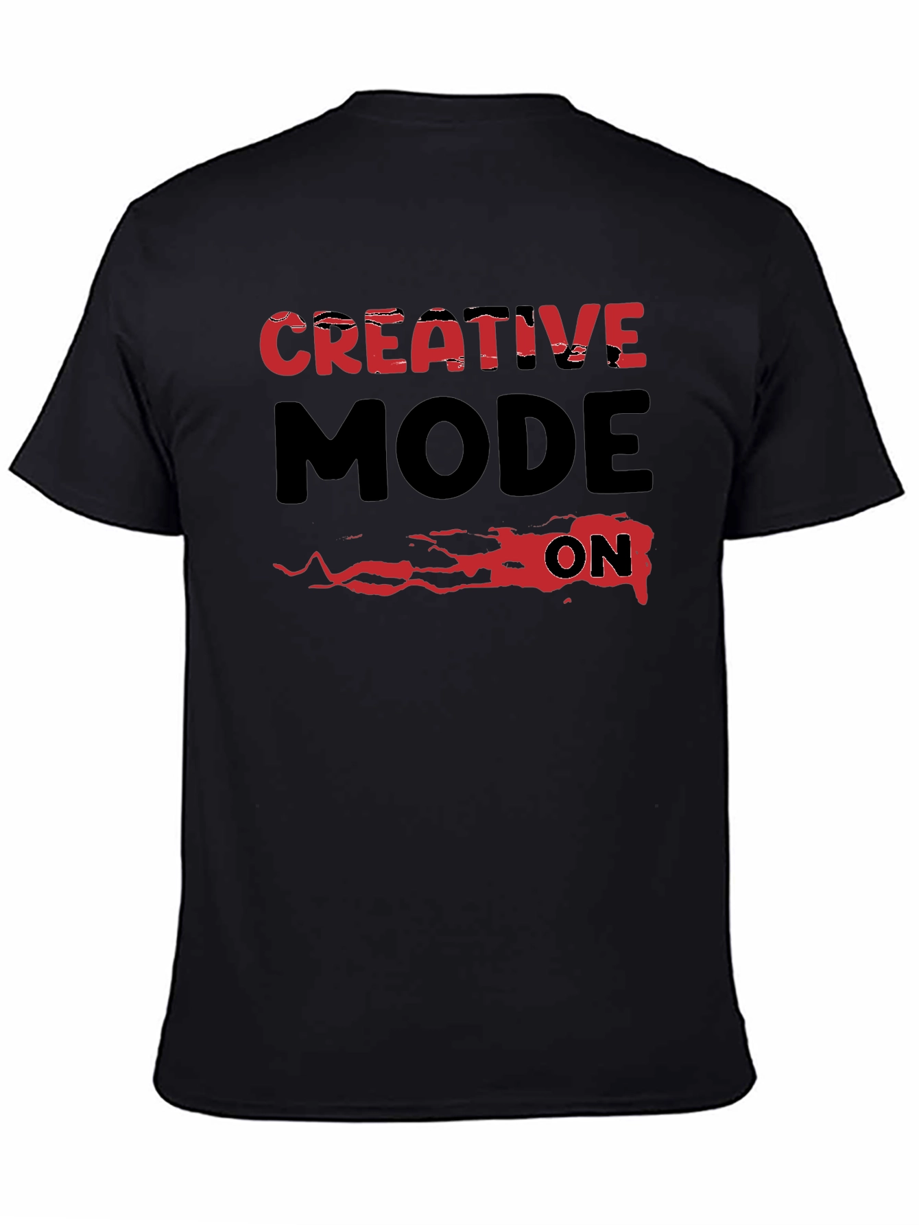 Creative Mode On Graphic Tee - Black Cotton T-Shirt
