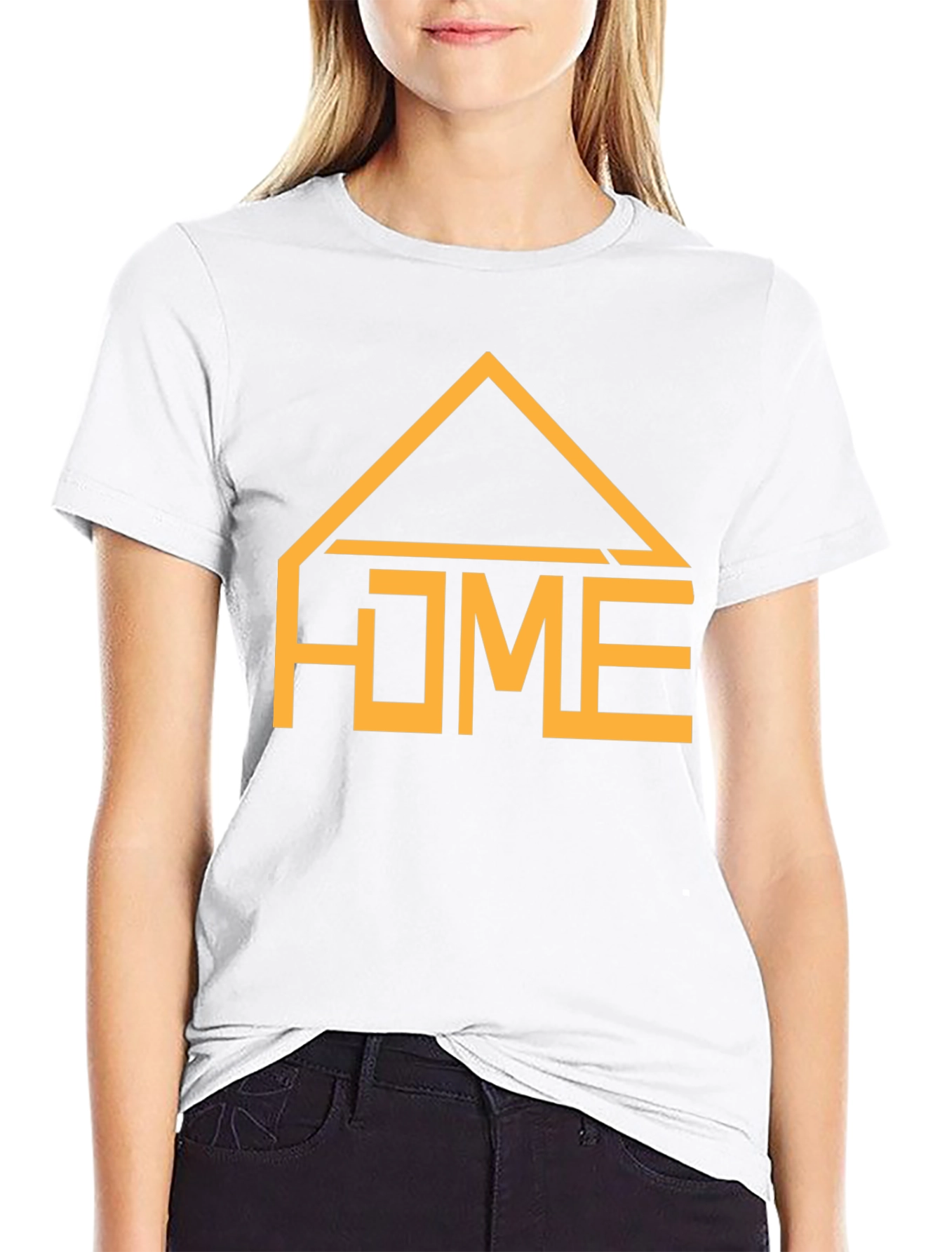 Geometric HOME Graphic Tee - Casual Black T-Shirt