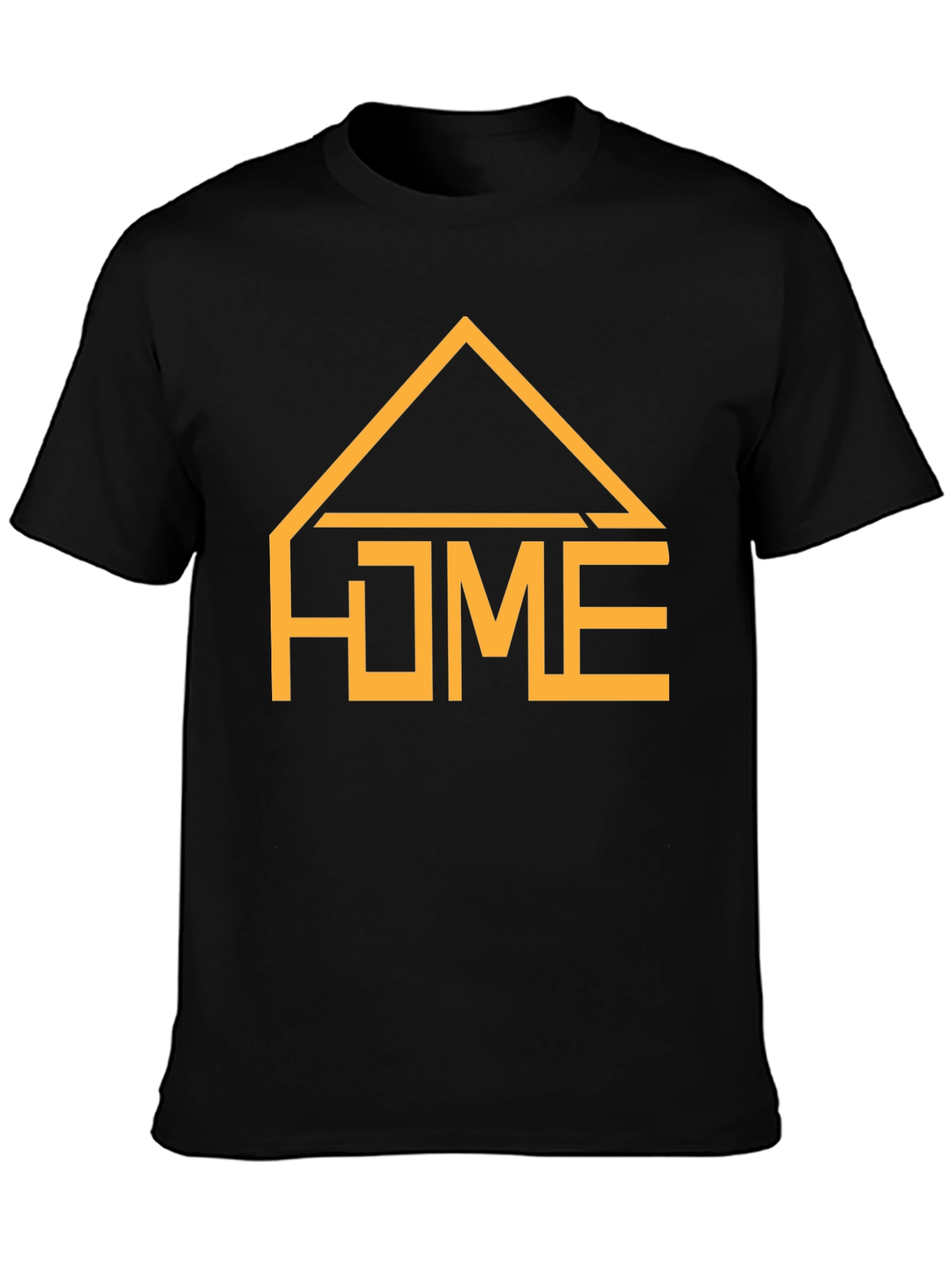 Geometric HOME Graphic Tee - Casual Black T-Shirt