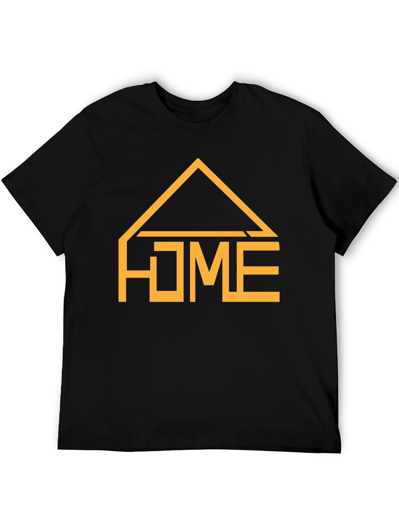 Geometric HOME Graphic Tee - Casual Black T-Shirt