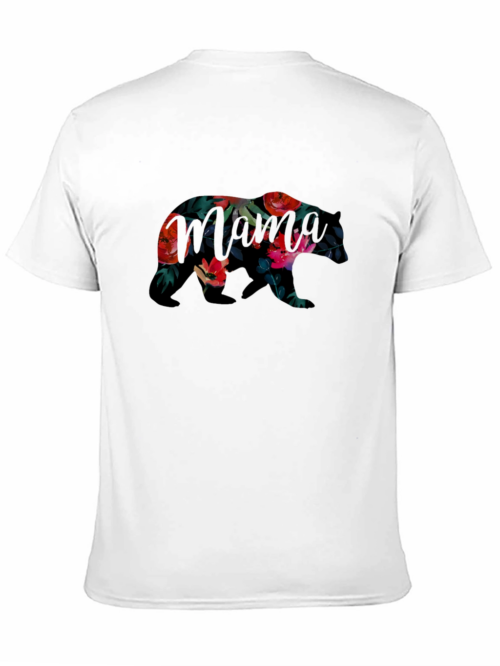 Floral Bear Graphic Black T-Shirt