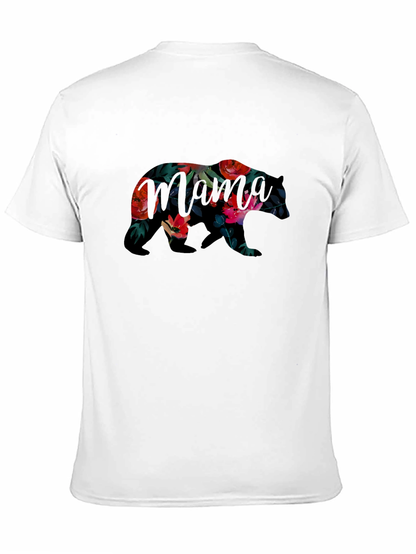 Floral Bear Graphic Black T-Shirt