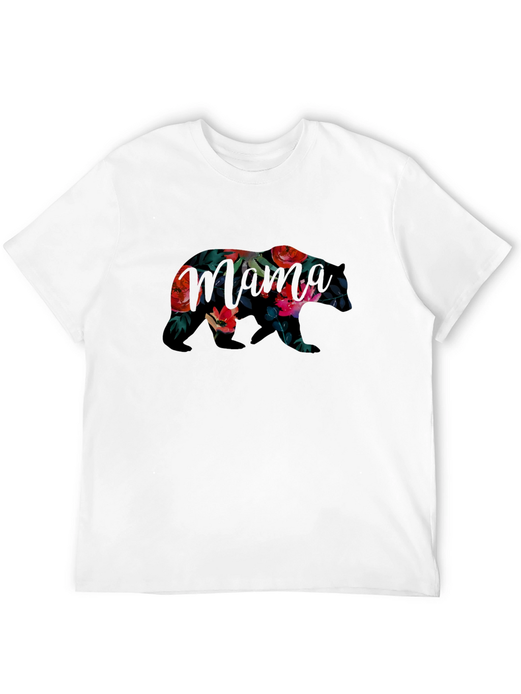 Floral Bear Graphic Black T-Shirt