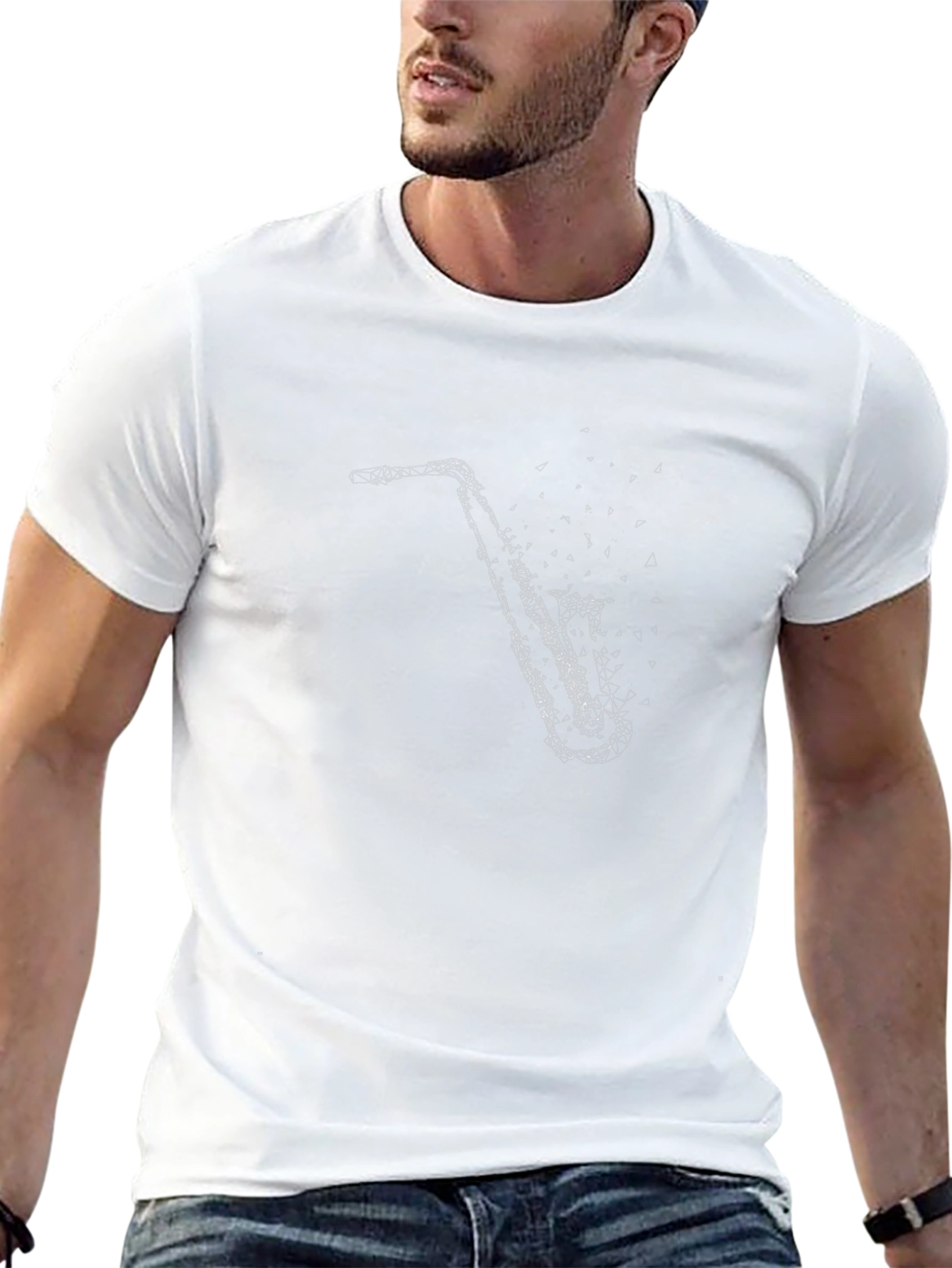 Saxophone Graphic Black T-Shirt - Mens Music Tee
