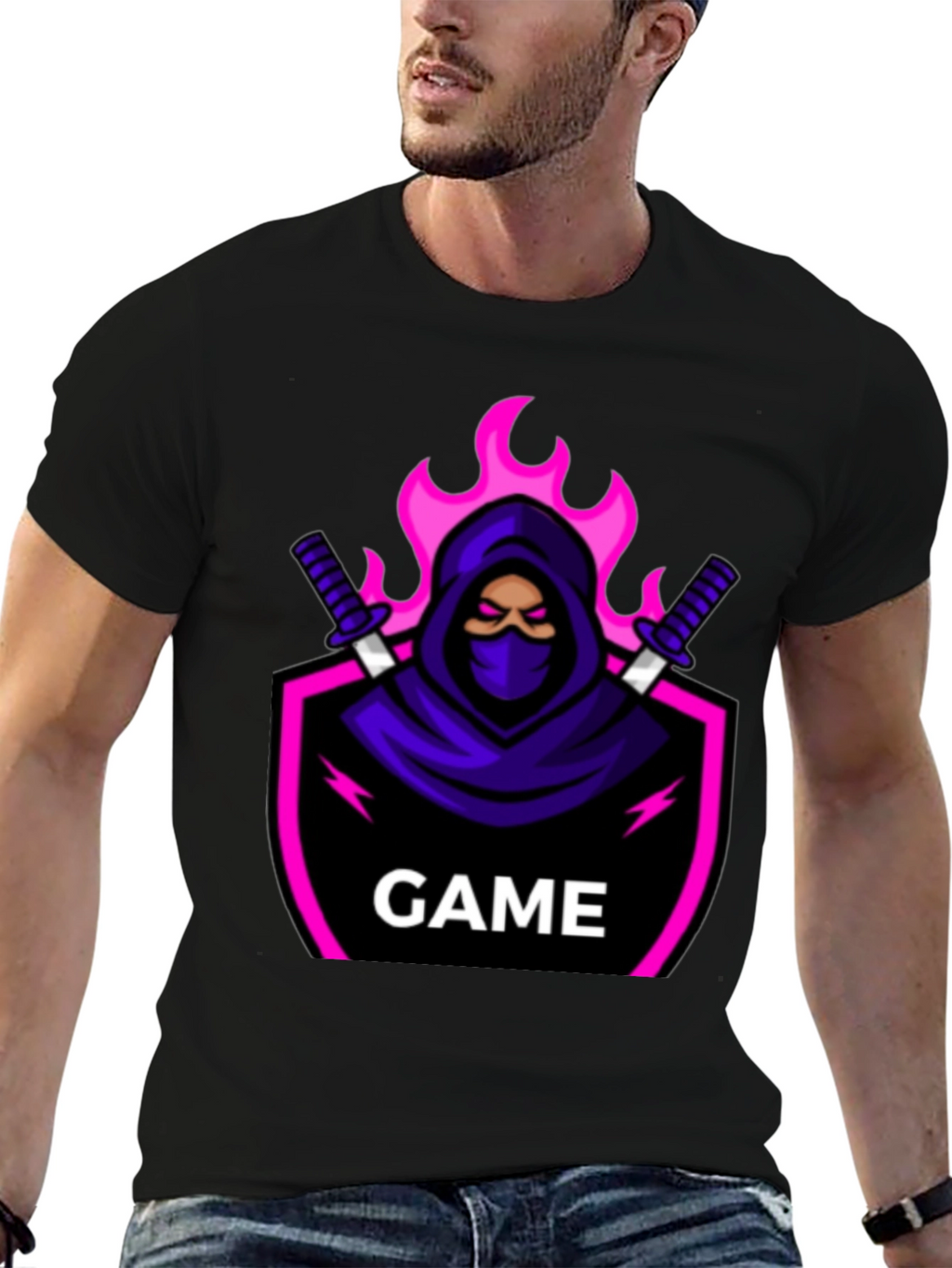 Gaming Ninja Graphic T-Shirt - Black