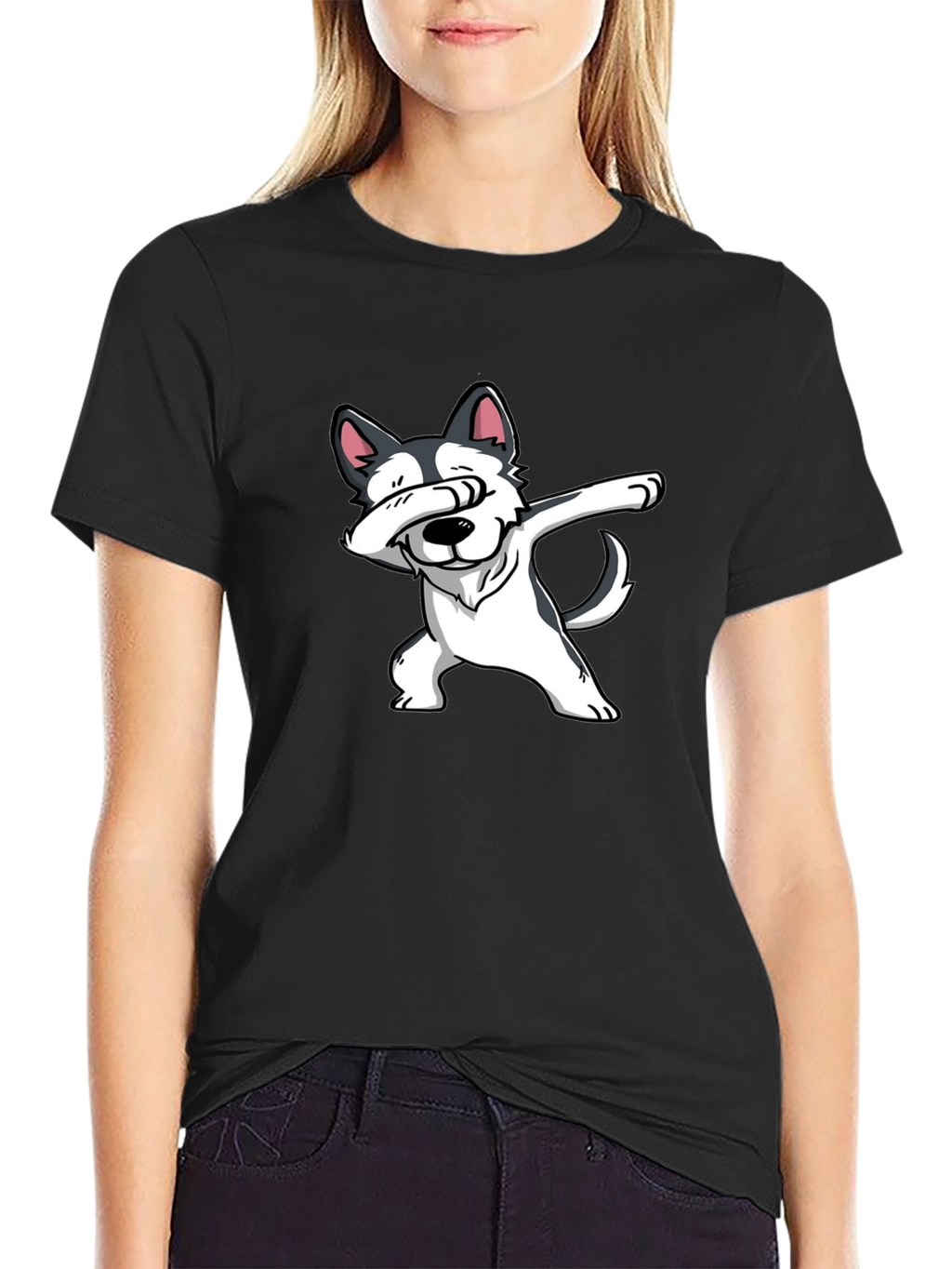 Dabbing Husky Graphic T-Shirt
