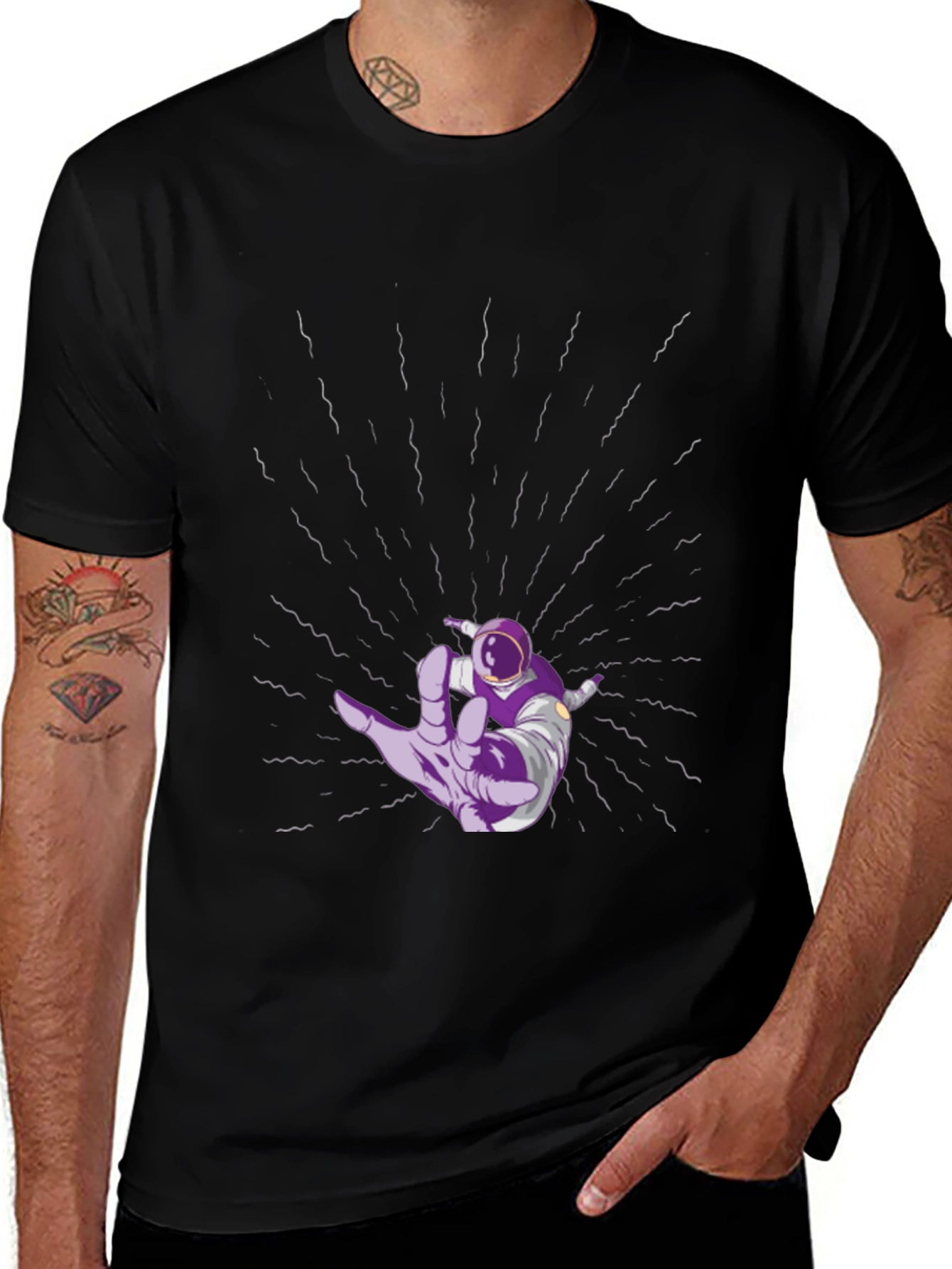 Astronaut Hand Black T-Shirt