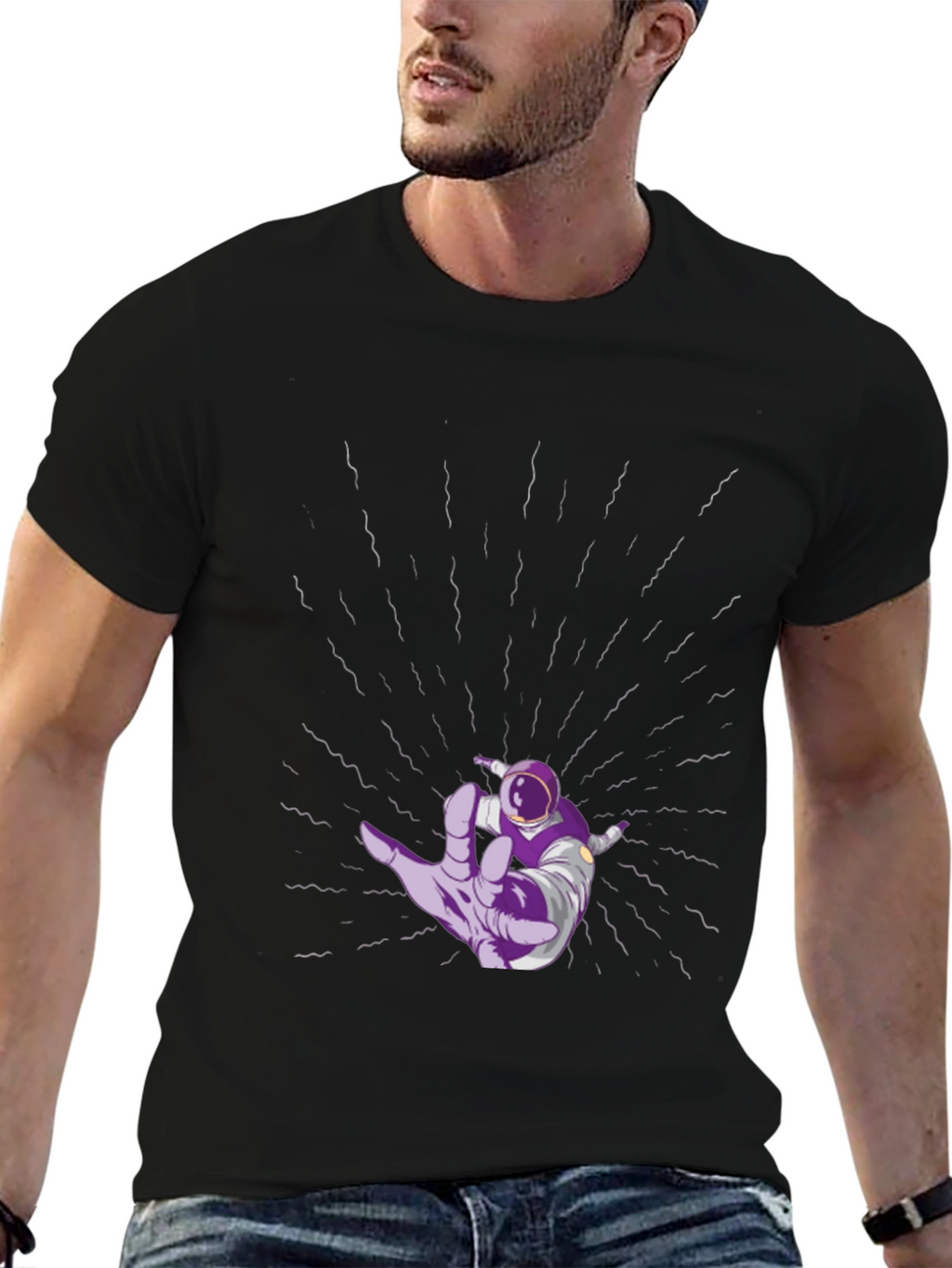 Astronaut Hand Black T-Shirt