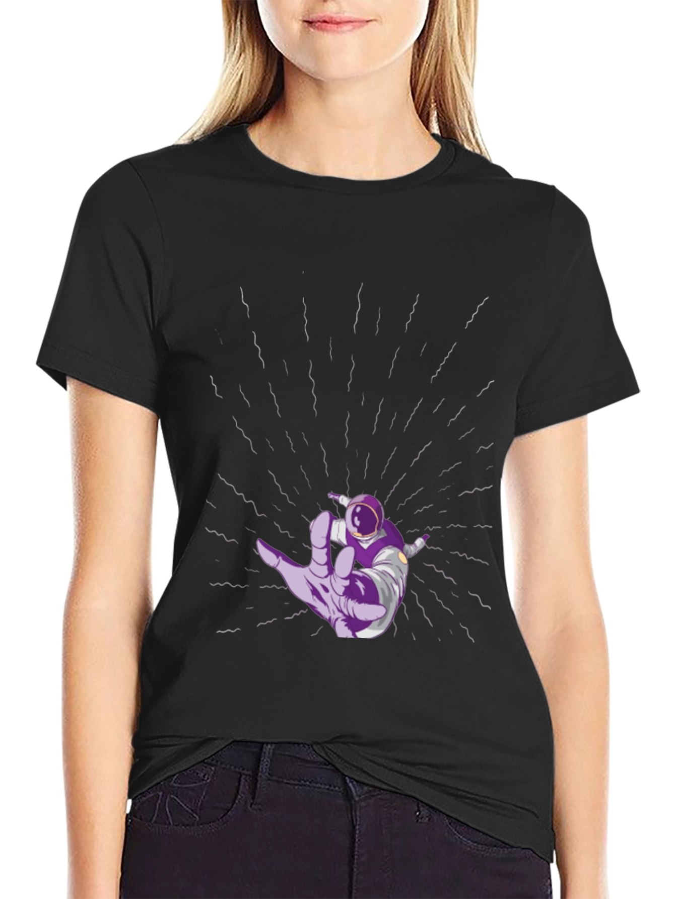 Astronaut Hand Black T-Shirt