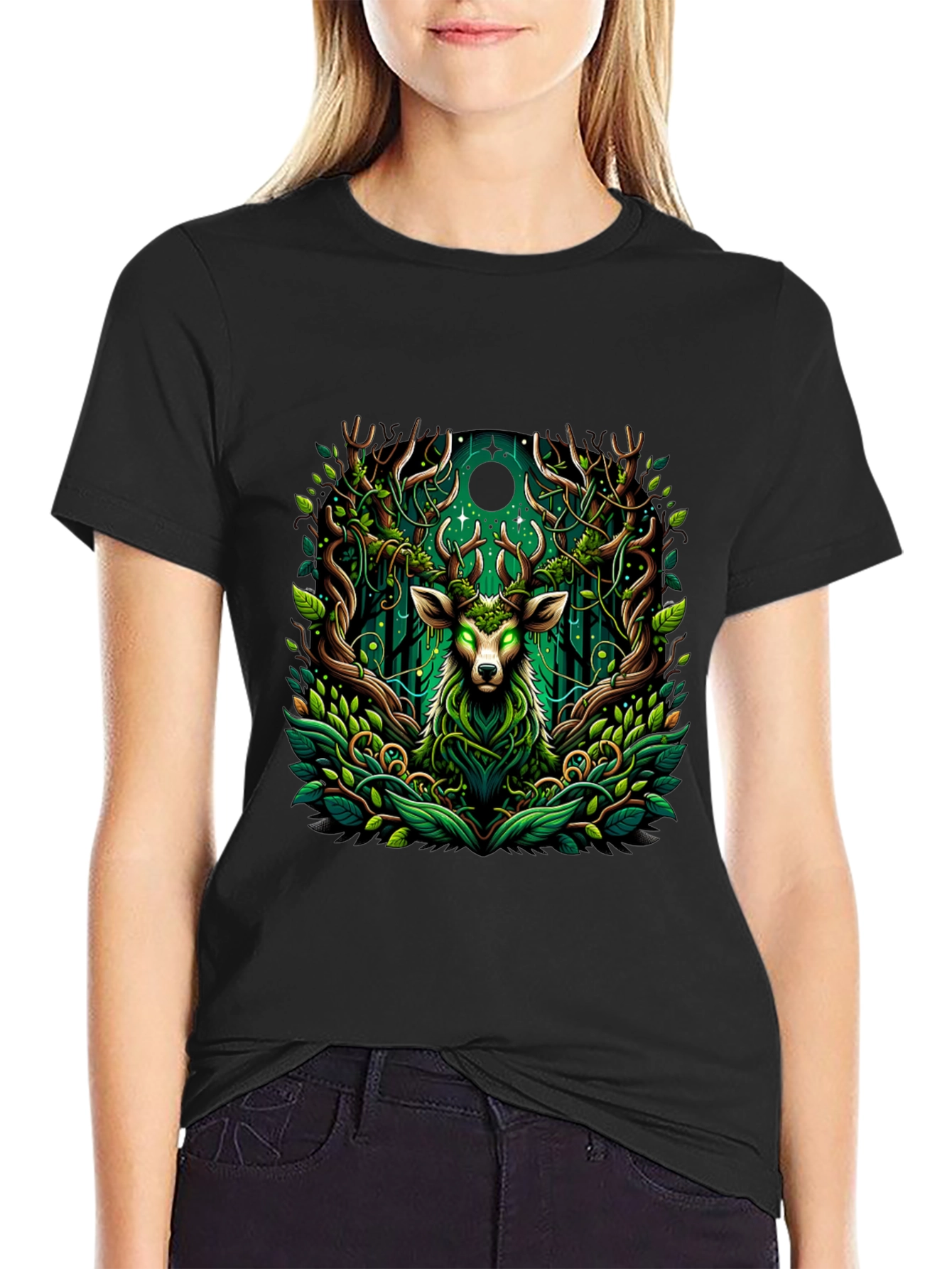 Mystic Deer Forest Green T-Shirt