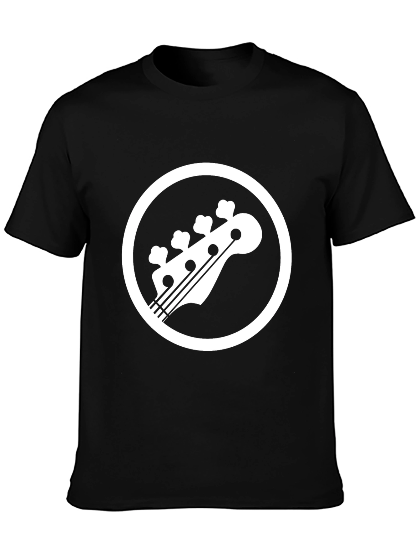 Bass Guitar Headstock Graphic Tee - Black