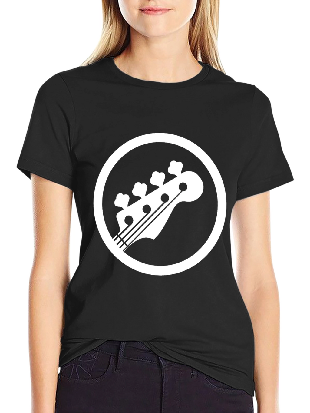 Bass Guitar Headstock Graphic Tee - Black